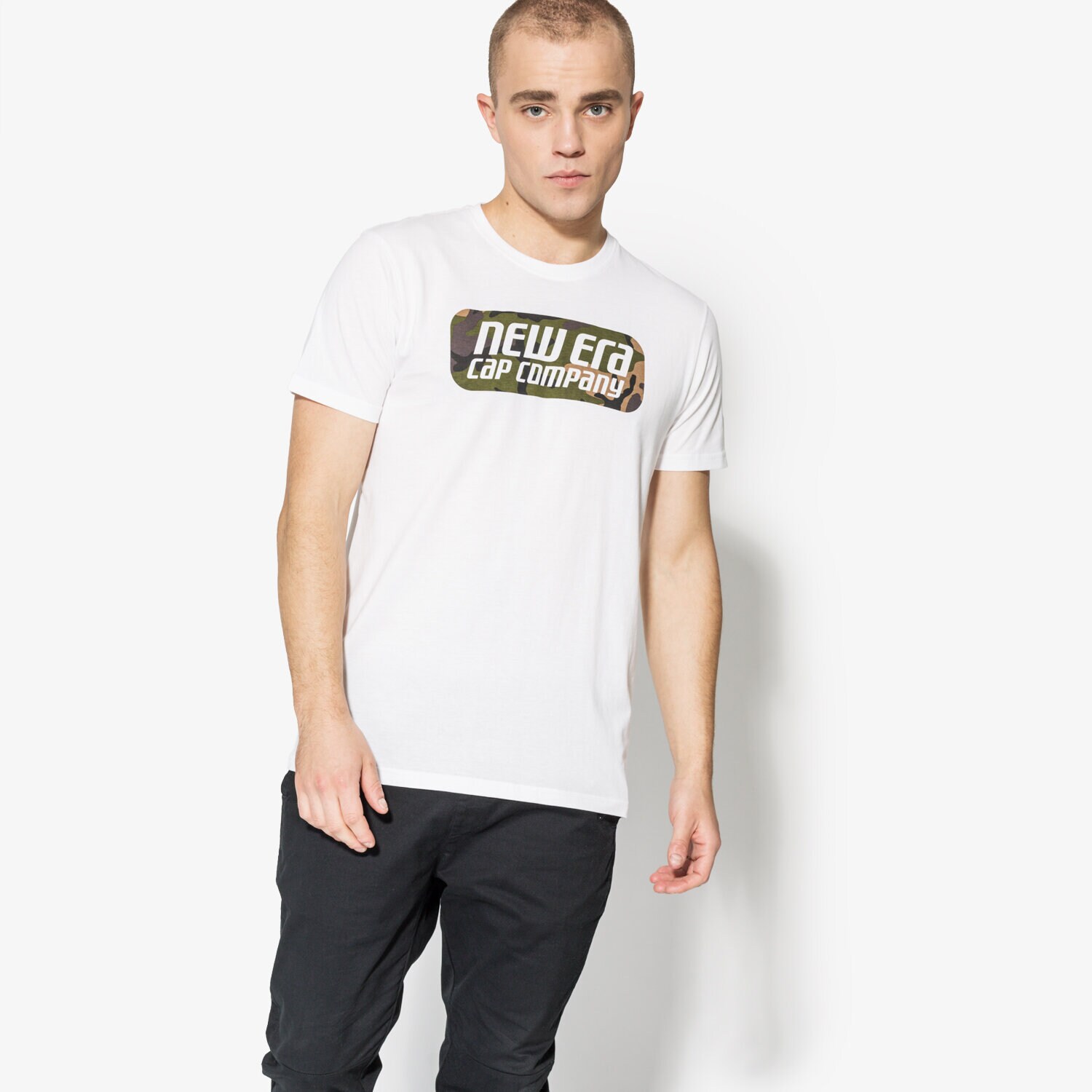 Koszulka, t-shirt sportowy męski NEW ERA T-SHIRT SS CAMO PILL BOX TEE NE WHI 11585992 BIAŁY