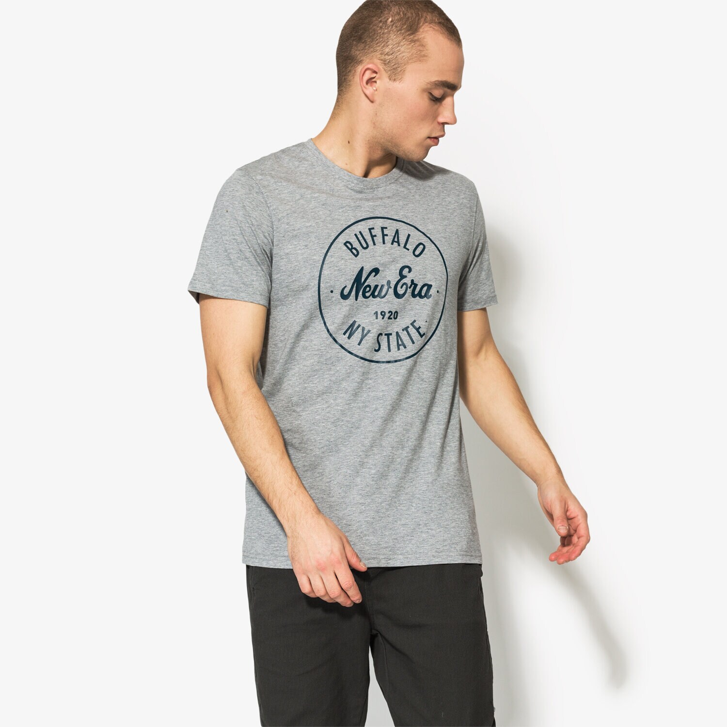 Koszulka, t-shirt sportowy męski NEW ERA T-SHIRT SS NE WHEEL TEE NE LGH 11585986 SZARY