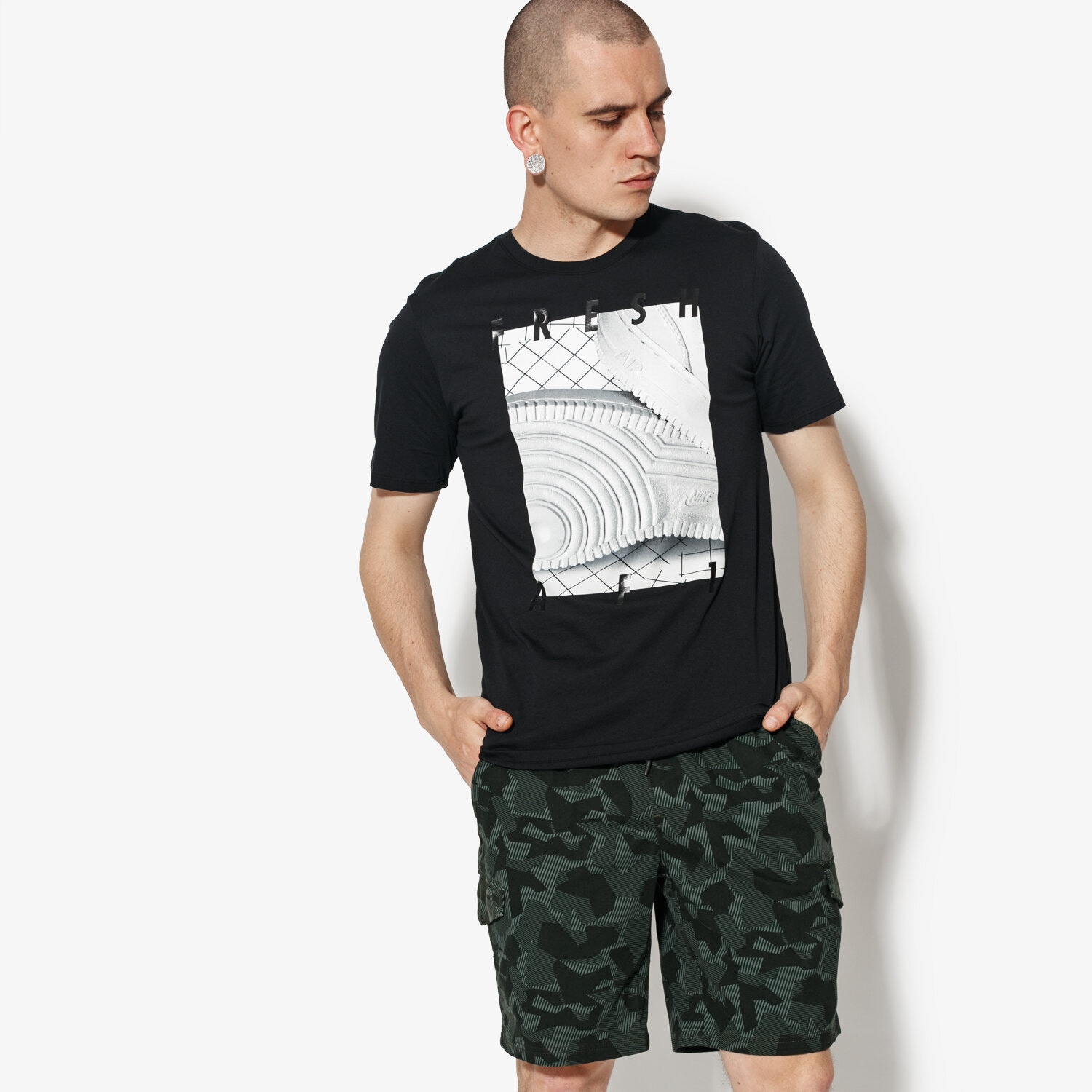 Koszulka, t-shirt sportowy męski NIKE T-SHIRT SS M NSW TEE AF1 3 911928-010 CZARNY