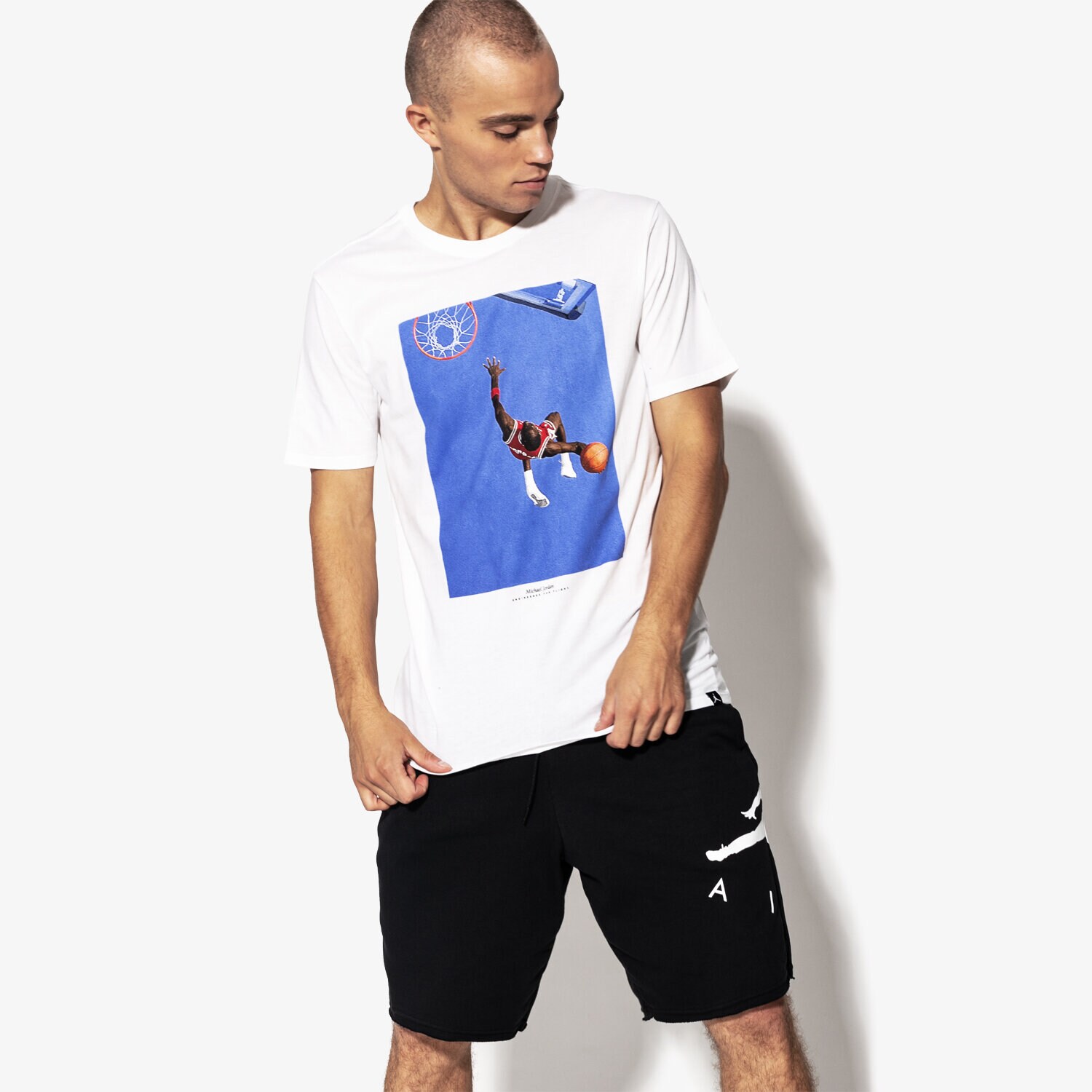 Koszulka, t-shirt sportowy męski JORDAN T-SHIRT SS M JSW TEE SI PHOTO 915934-100 BIAŁY