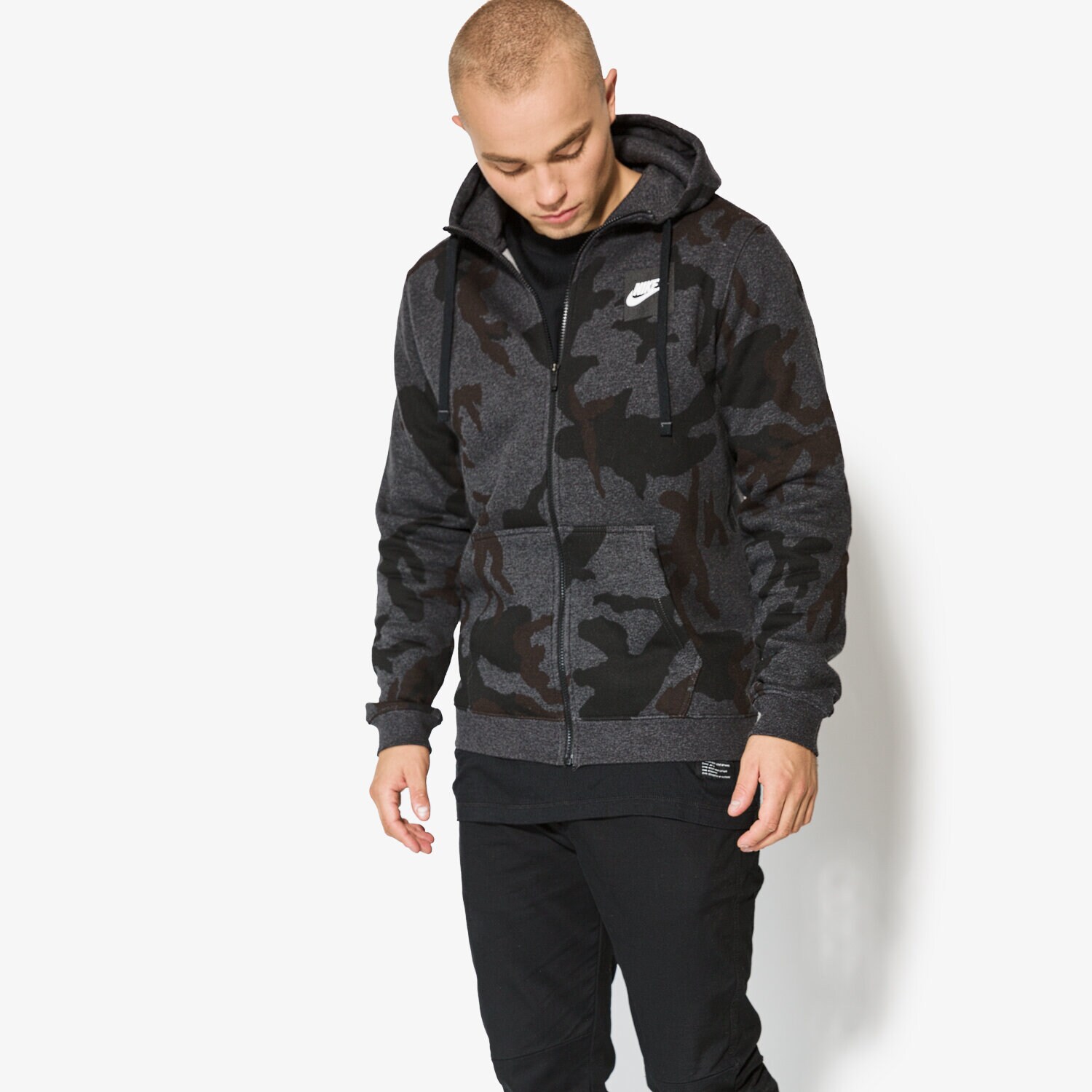 Bluza męska NIKE BLUZA M NSW HOODIE FZ AOP FLC CLUB AH7019032 CZARNY