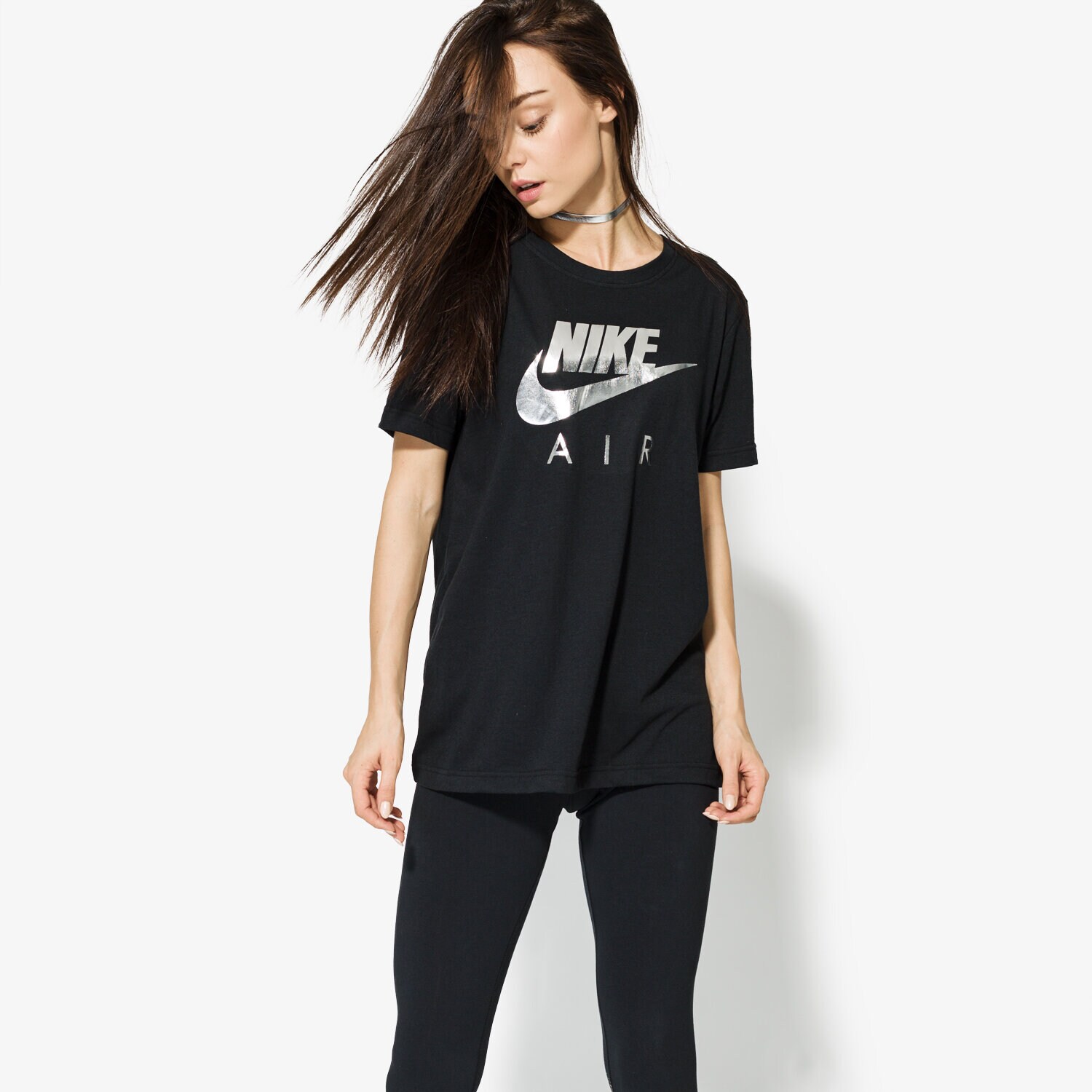 Koszulka, t-shirt damski NIKE T-SHIRT LS W NSW TEE AIR 855557010 CZARNY