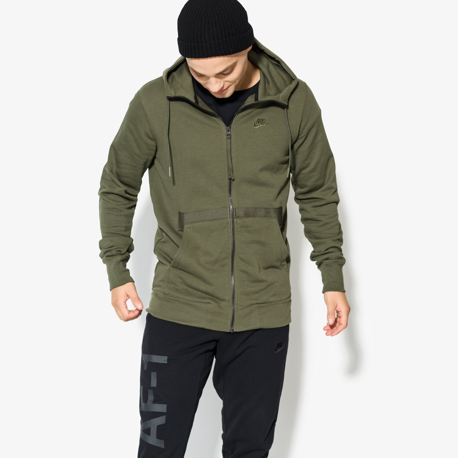 Bluza męska NIKE BLUZA M NSW HOODIE FZ FT AF1 925438325 KHAKI