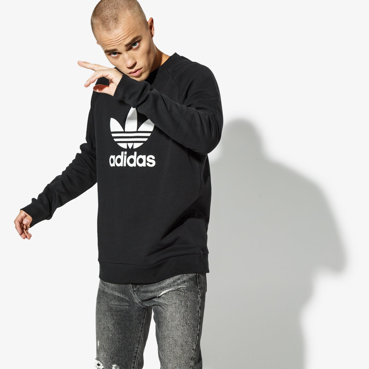 Bluza męska ADIDAS BLUZA TREFOIL CREW ADICOLOR CW1235 CZARNY