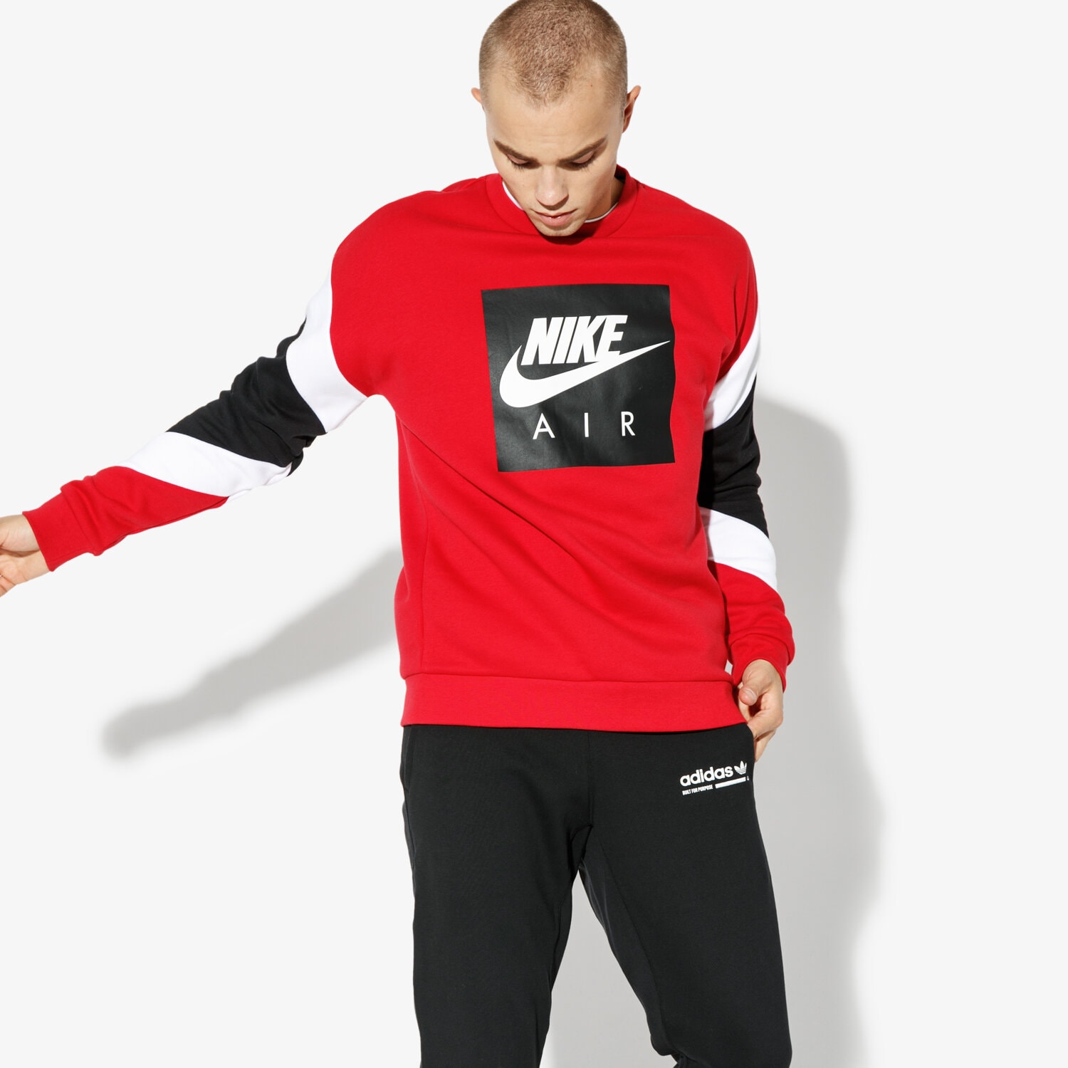Bluza męska NIKE BLUZA M NSW CREW FLC NIKE AIR 928635-687 CZERWONY