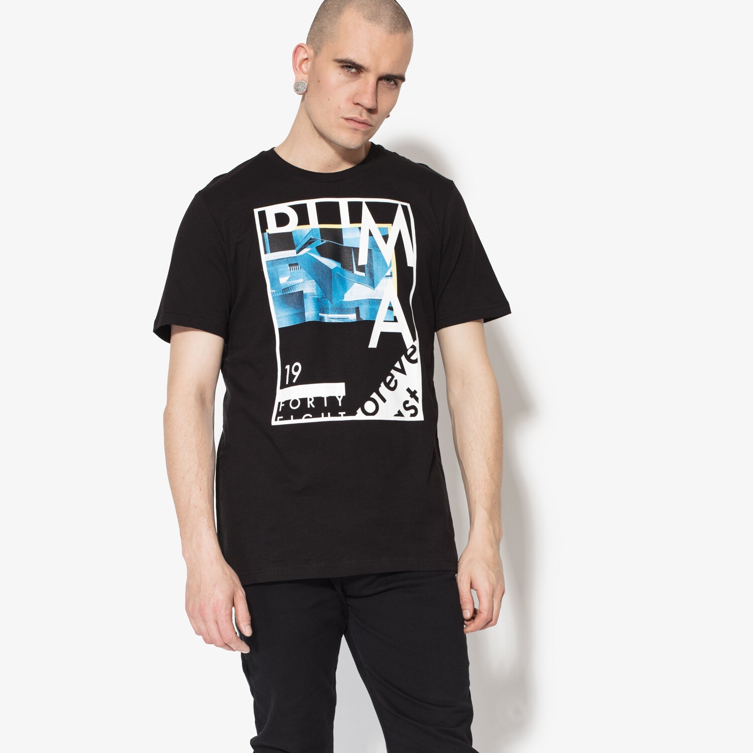 Koszulka, t-shirt sportowy męski PUMA T-SHIRT SS PHOTOPRINT TEE 85083251 CZARNY