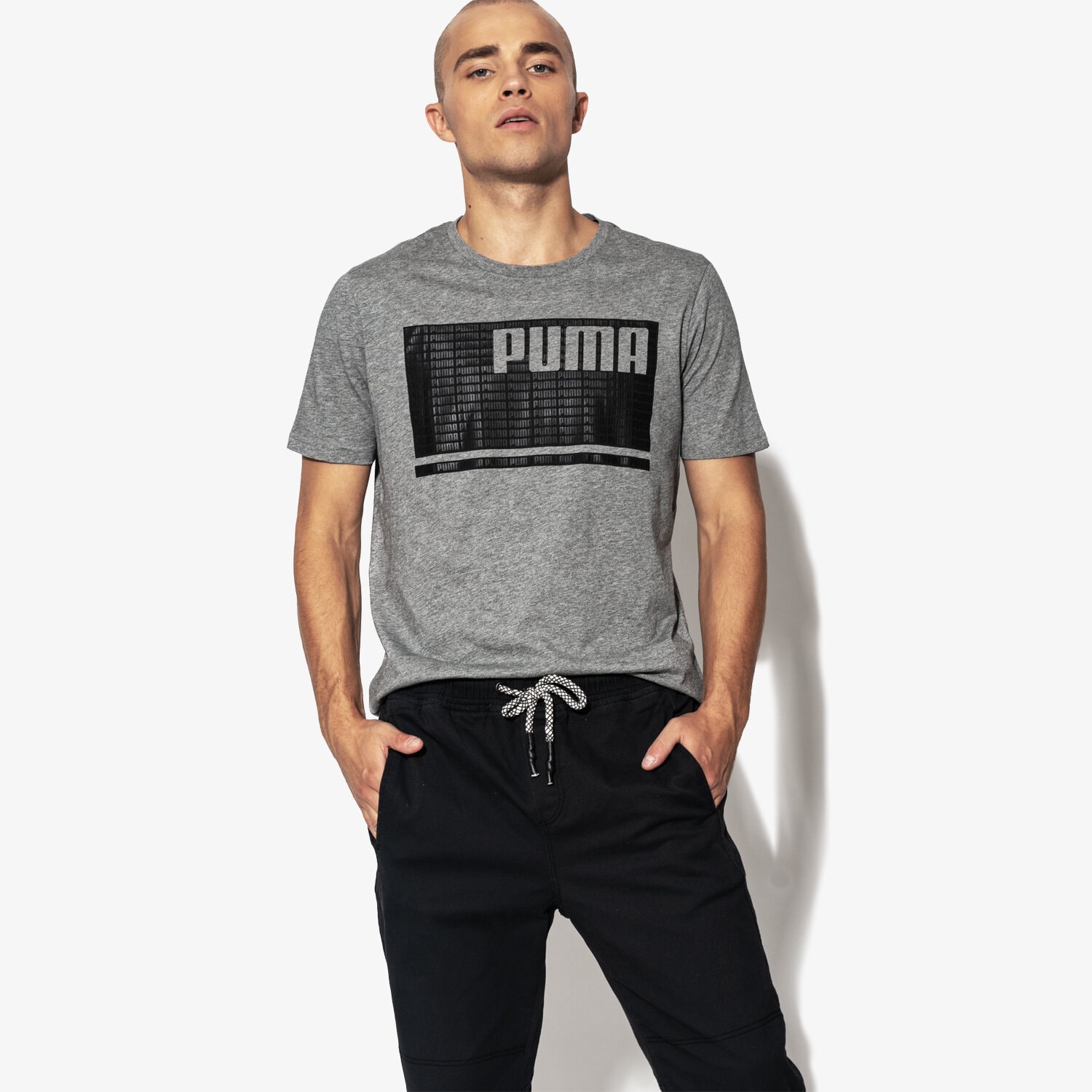Koszulka, t-shirt sportowy męski PUMA T-SHIRT SS SUMMER REBEL TEE 85010103 SZARY
