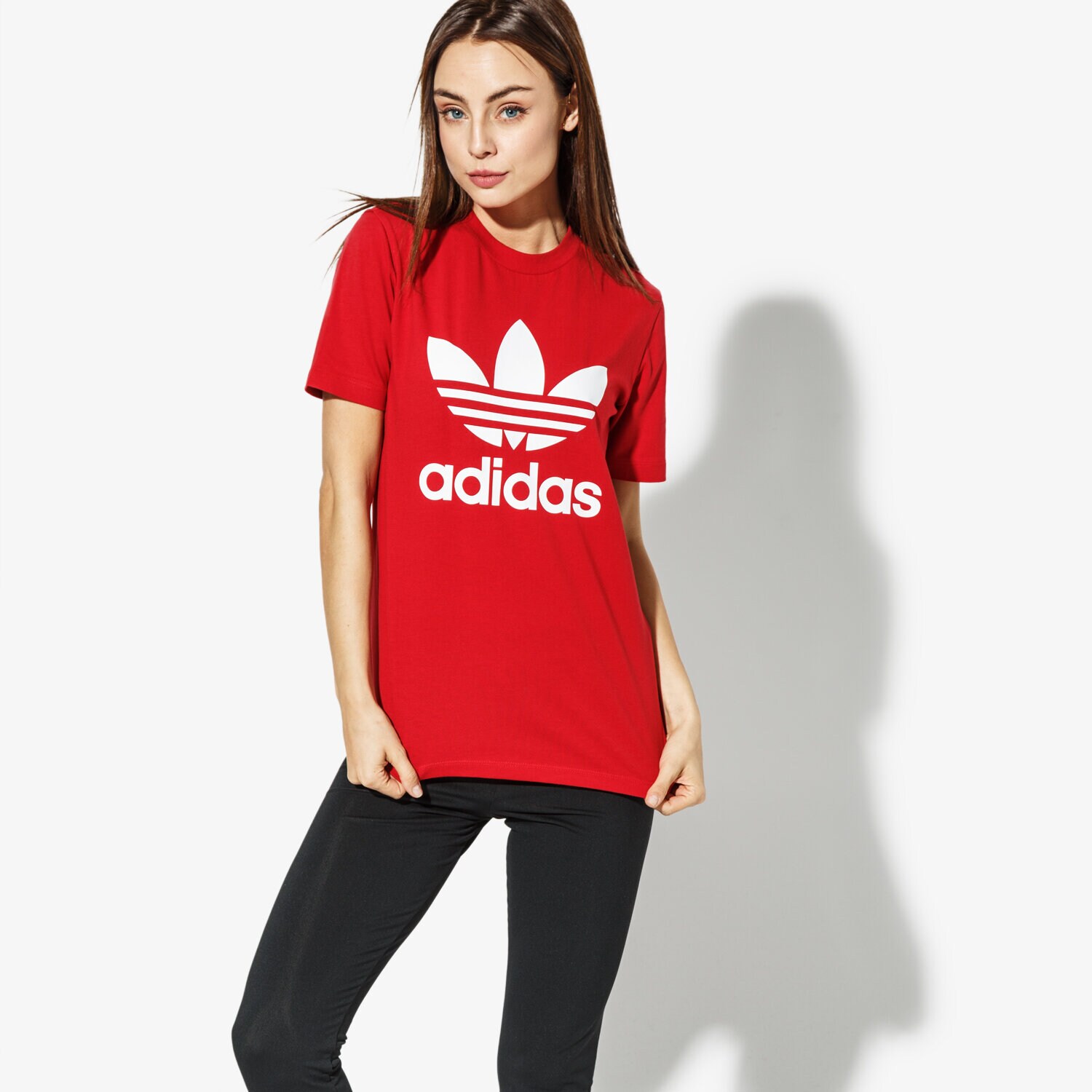 Koszulka, t-shirt damski ADIDAS T SHIRT TREFOIL TEE ADICOLOR DH3172 CZERWONY