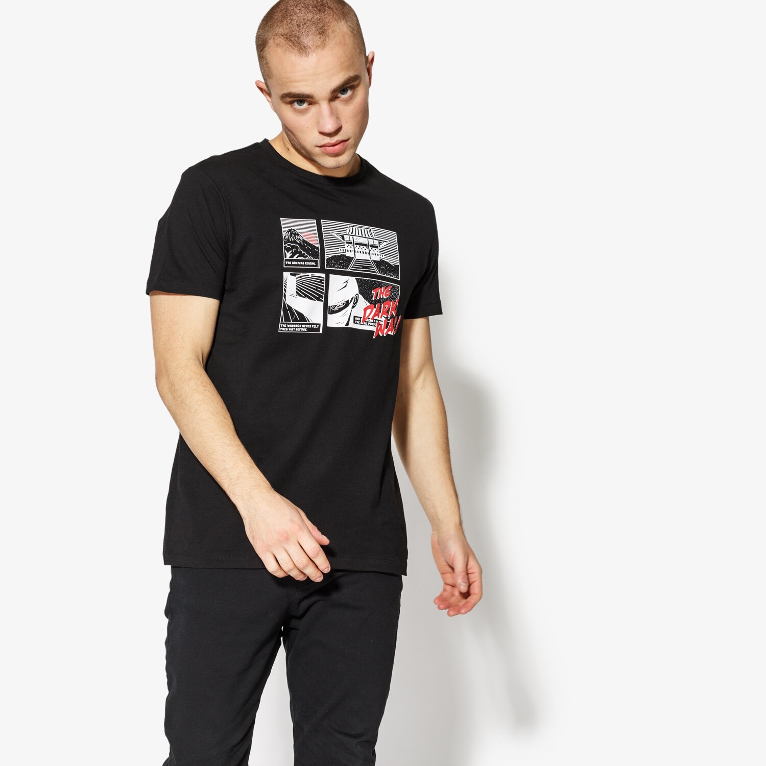 Koszulka, t-shirt sportowy męski CONFRONT T-SHIRT SS COMIC CF18TSM68001 CZARNY