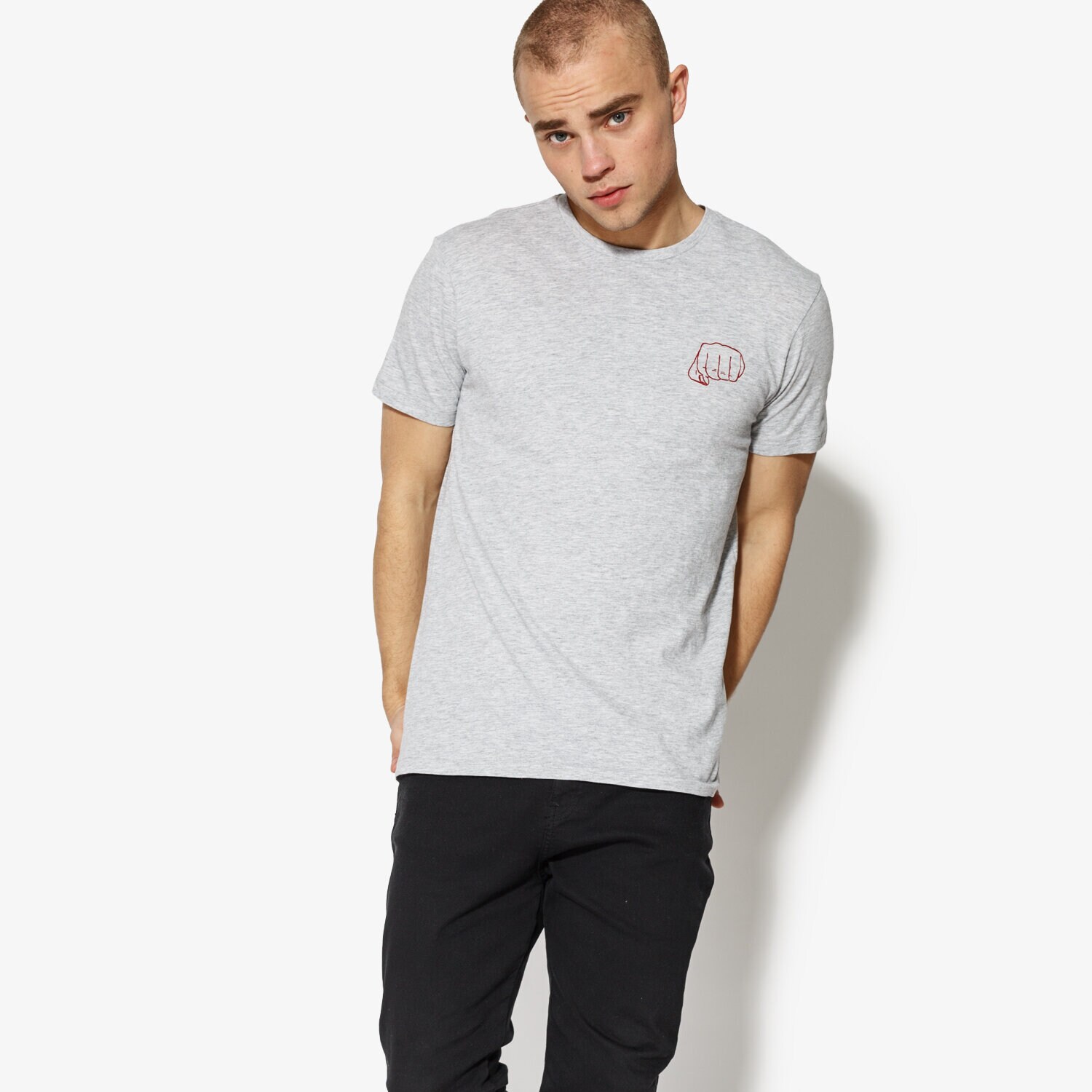 Koszulka, t-shirt sportowy męski CONFRONT T-SHIRT SS SIGNATURE CF18TSM74001 SZARY