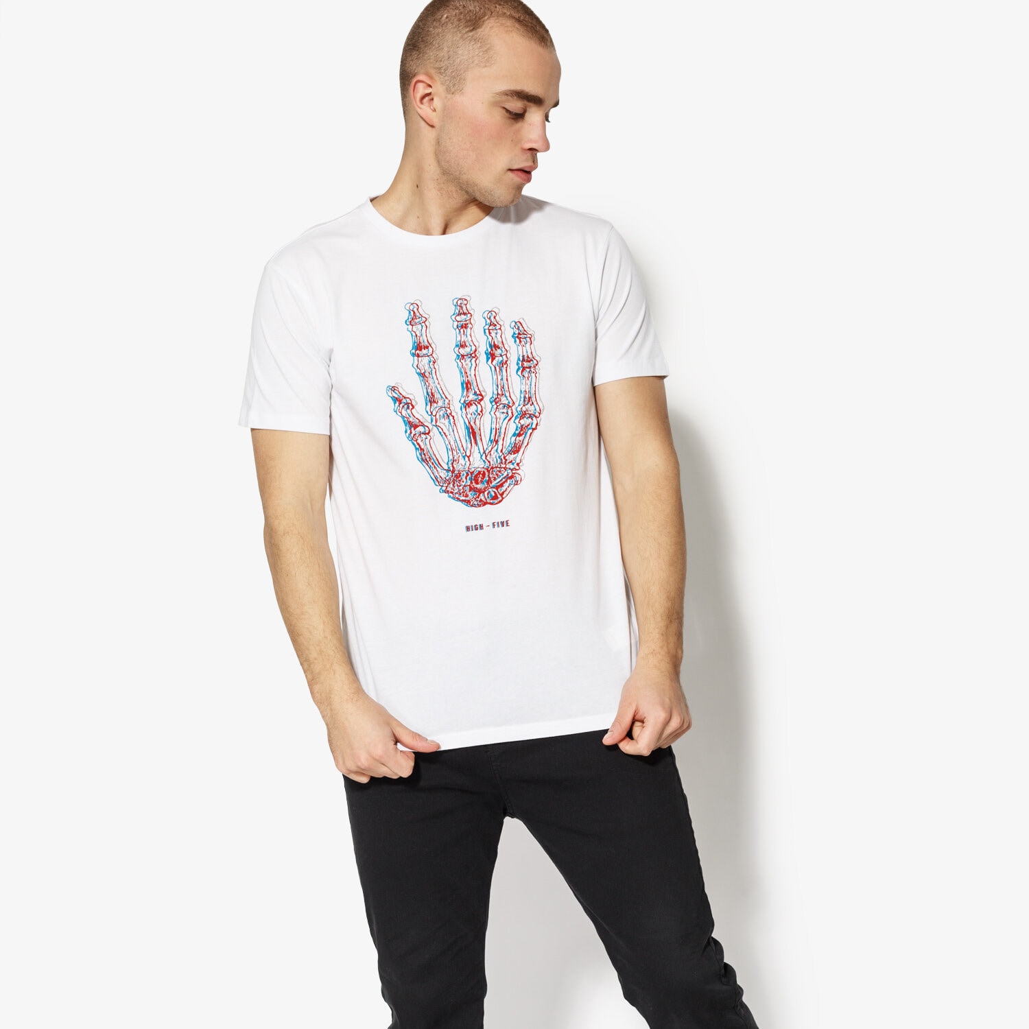 Koszulka, t-shirt sportowy męski CONFRONT T-SHIRT SS HAND CF18TSM71001 BIAŁY