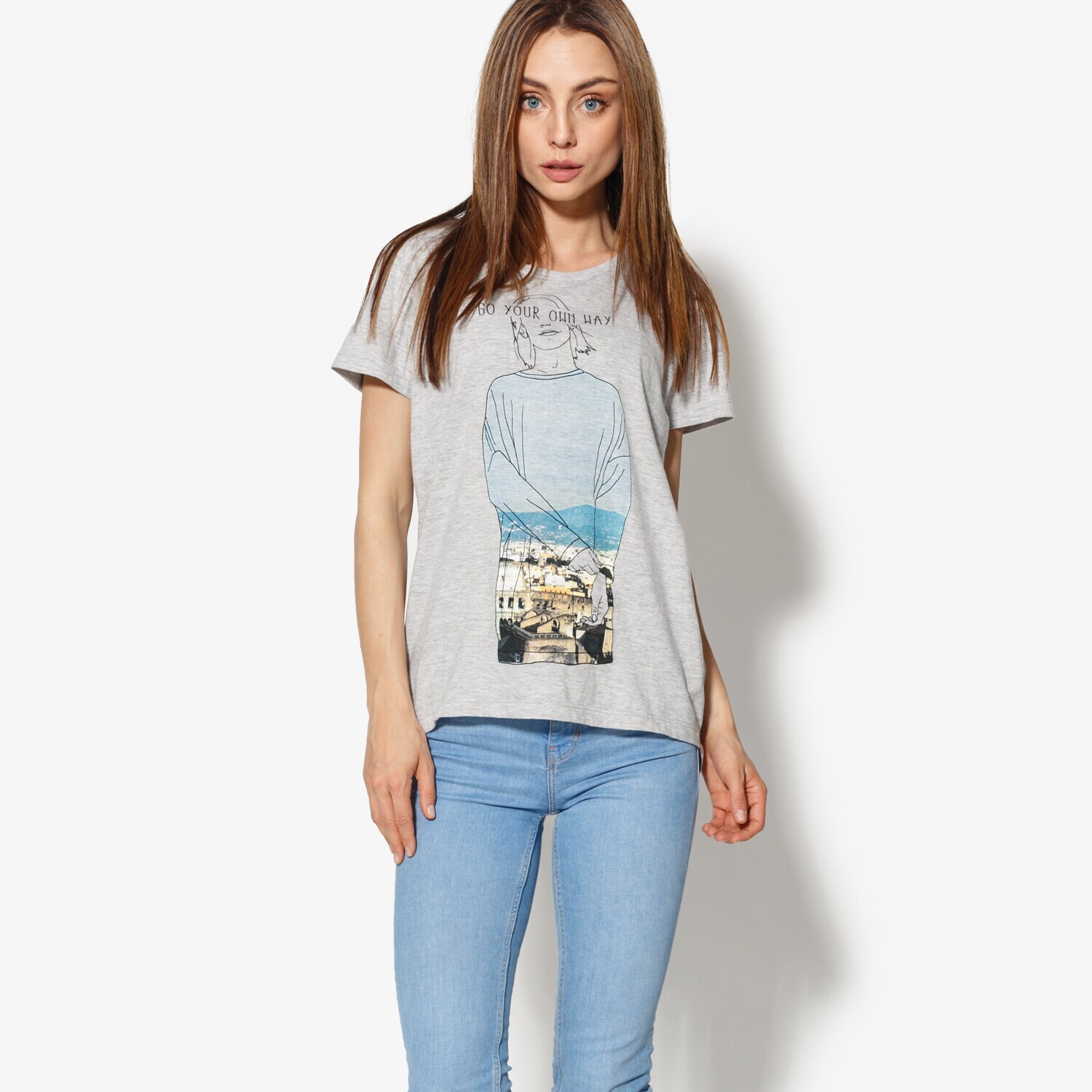 Koszulka, t-shirt damski CONFRONT T-SHIRT SS IRIS CF18TSD22001 SZARY