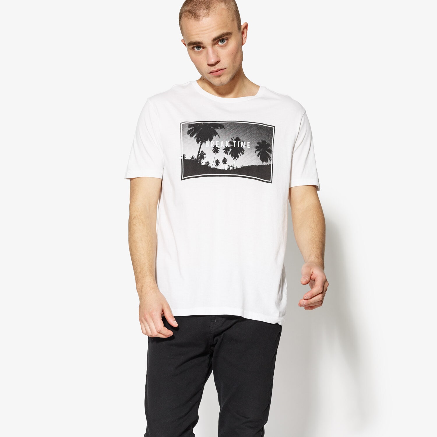 Koszulka, t-shirt sportowy męski CONFRONT T-SHIRT SS TROPICS CF18TSM80001 BIAŁY