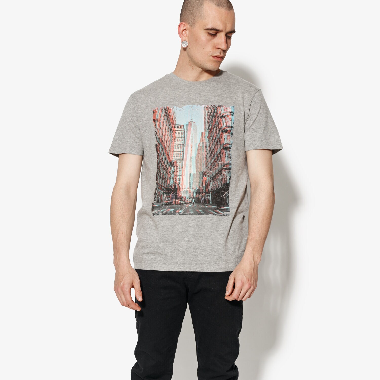 Koszulka, t-shirt sportowy męski CONFRONT T-SHIRT SS CITY CF18TSM76001 SZARY