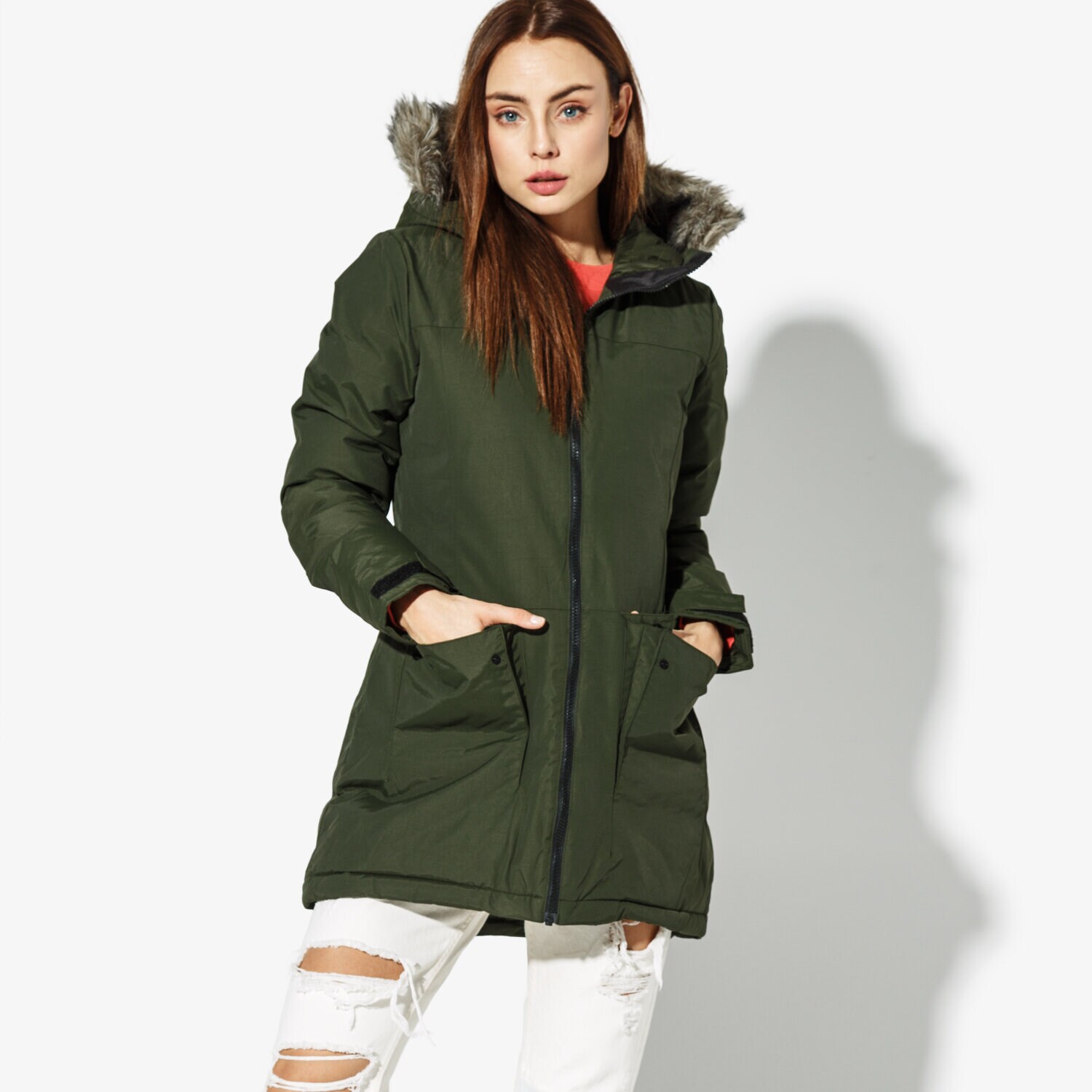 Kurtka zimowa damska ADIDAS KURTKA W XPLORIC PARKA SW INSULATION CY8600 KHAKI