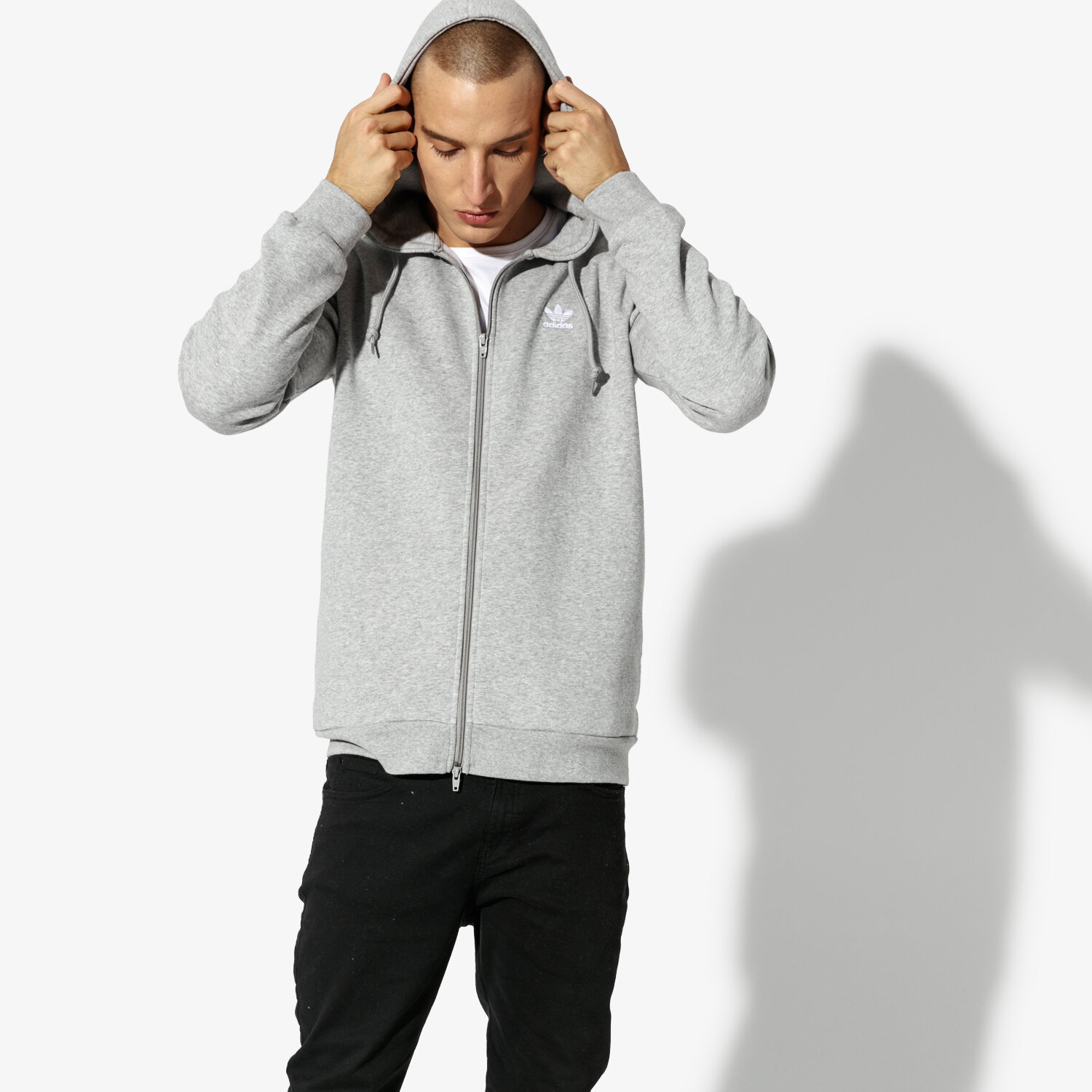 Bluza męska ADIDAS BLUZA TRF FLC HOODIE DN6015 SZARY