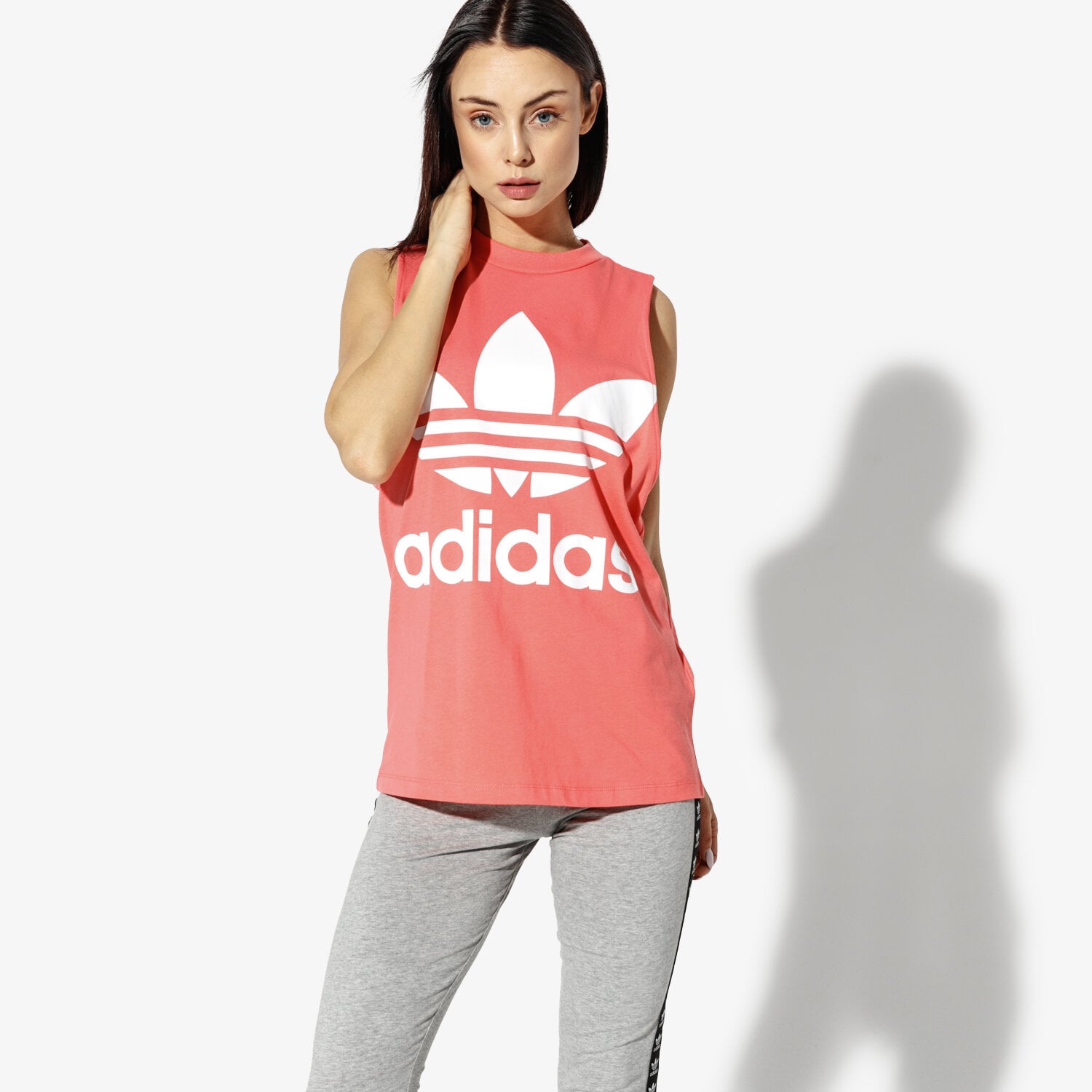Koszulka, t-shirt damski ADIDAS TANK TREFOIL DH3170 CZERWONY