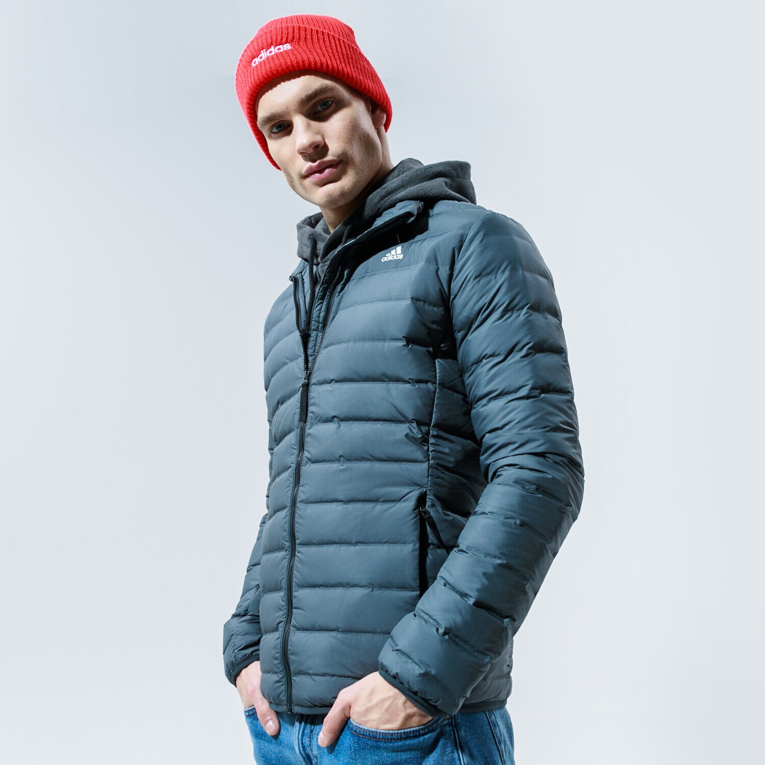 Kurtka zimowa męska ADIDAS KURTKA VARILITE SOFT J CY8732 SZARY