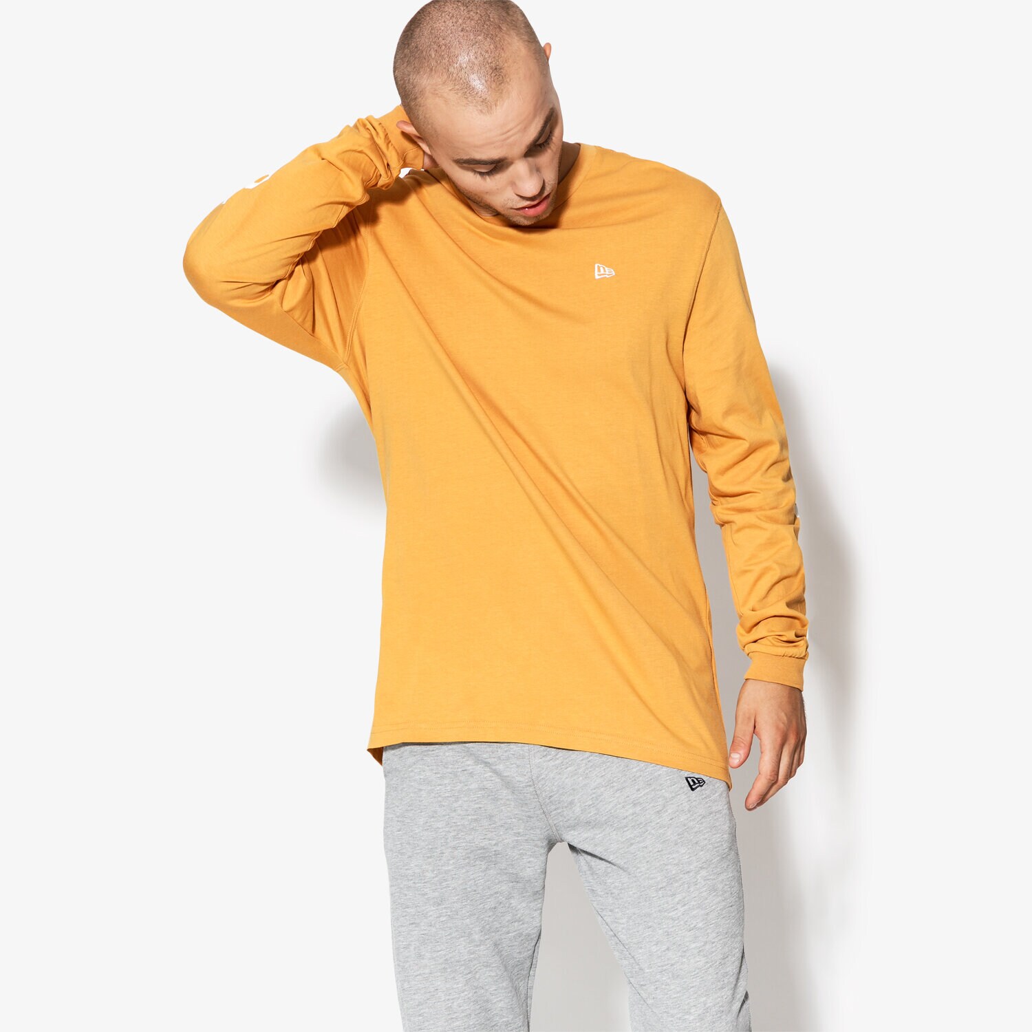 Koszulka, t-shirt sportowy męski NEW ERA T-SHIRT LS NE ESTABLISHED LS TEE NE BSQ NONE 11604078 ŻÓŁTY