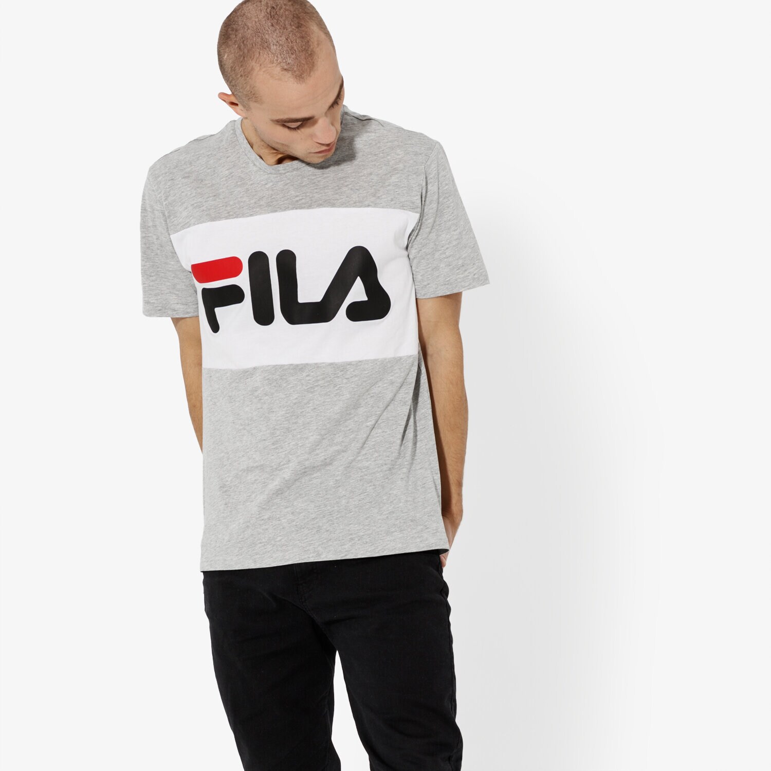 Koszulka, t-shirt sportowy męski FILA T-SHIRT SS DAY TEE 681244A068 SZARY