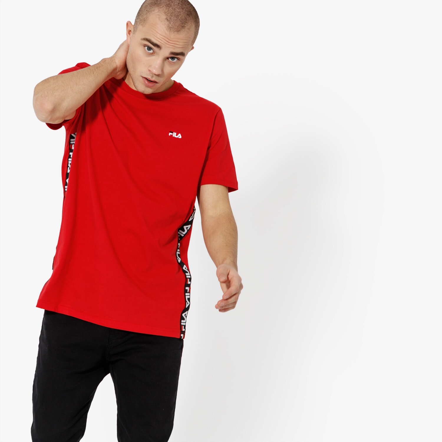Koszulka, t-shirt sportowy męski FILA T-SHIRT SS TALAN TEE SS 682362006 CZERWONY