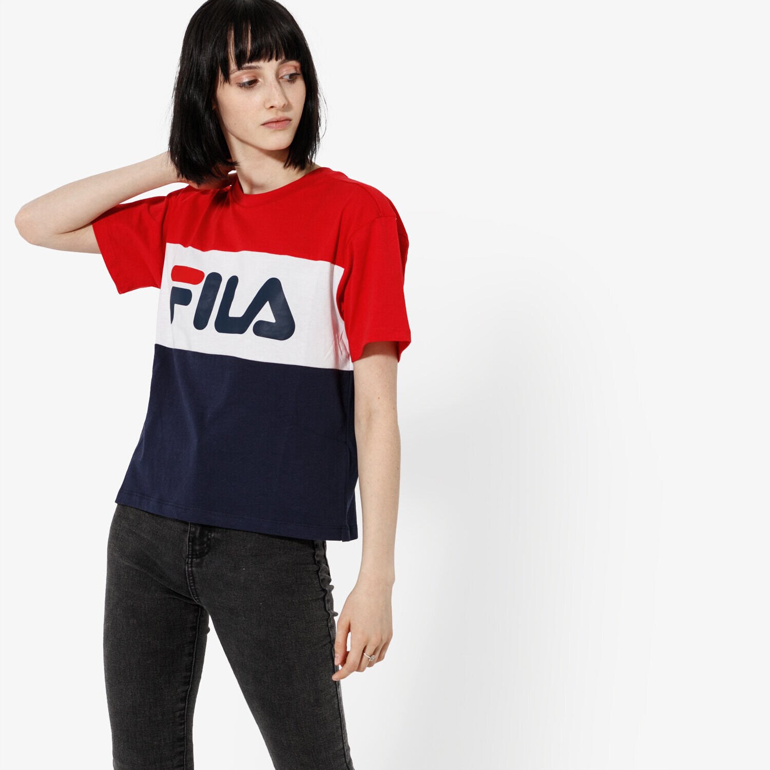 Koszulka, t-shirt damski FILA T-SHIRT SS ALLISON TEE 682125G06 GRANATOWY