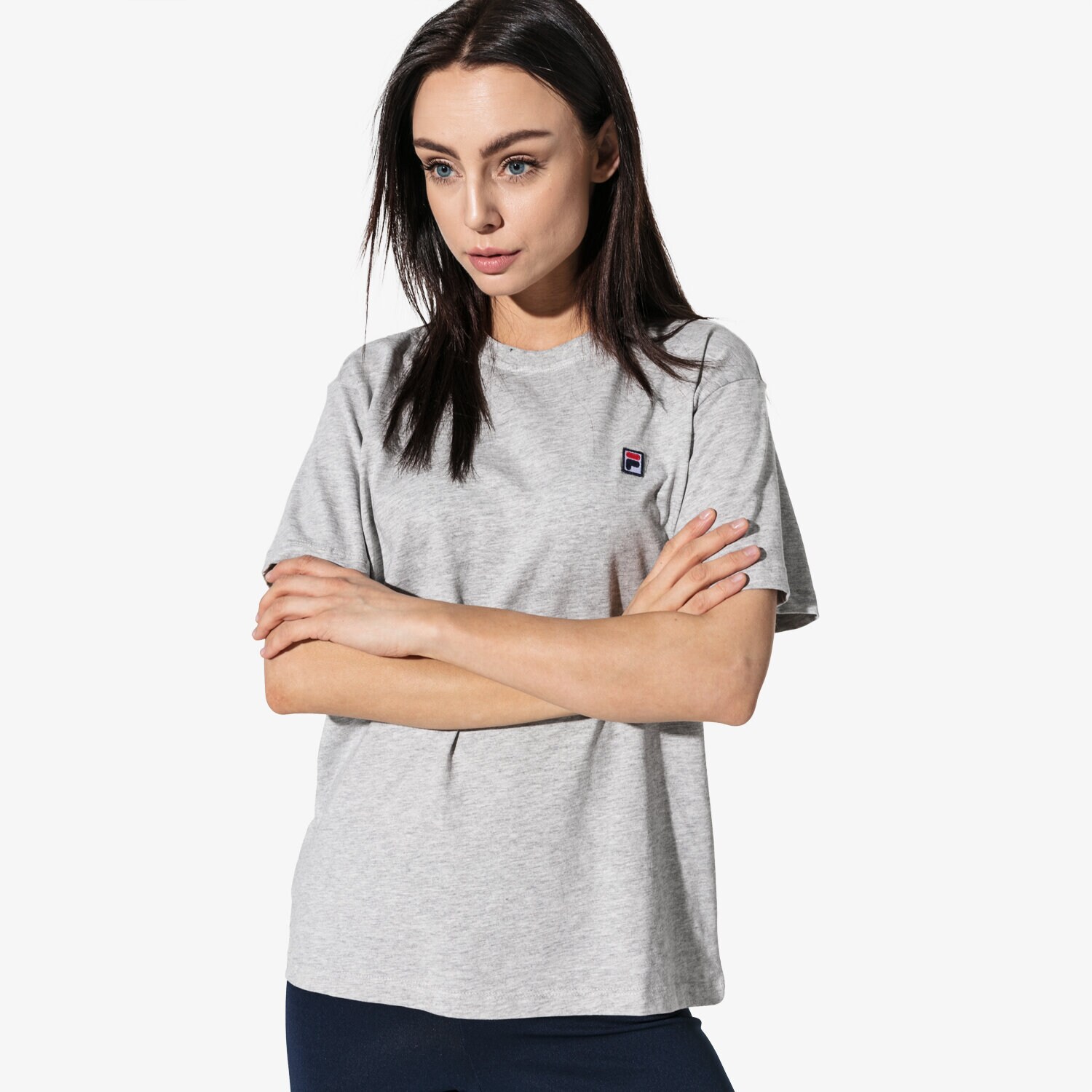 Koszulka, t-shirt damski FILA T-SHIRT SS NOVA CROPPED TEE SS 682319B13 SZARY