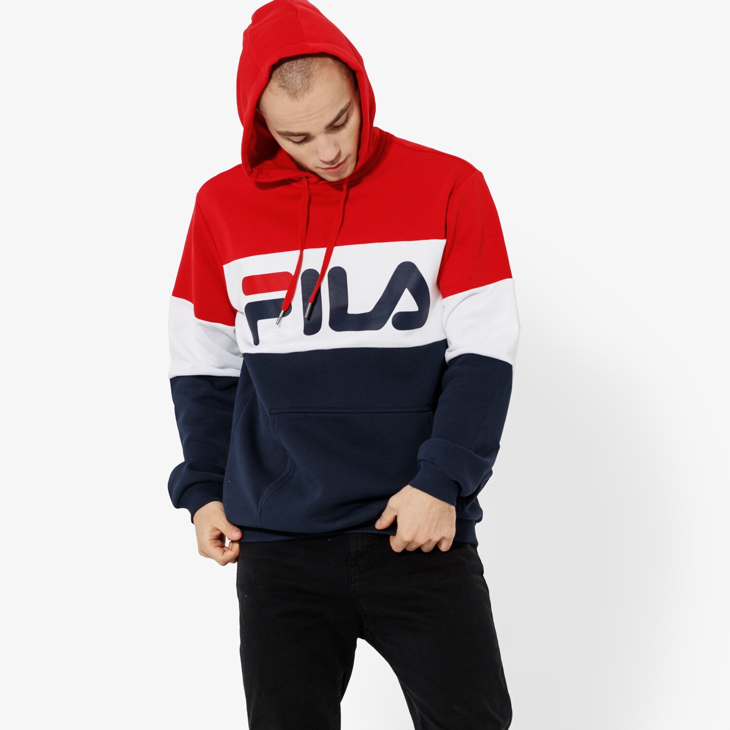 Bluza męska FILA BLUZA NIGHT BLOCKED HOODIE 687001G06 GRANATOWY