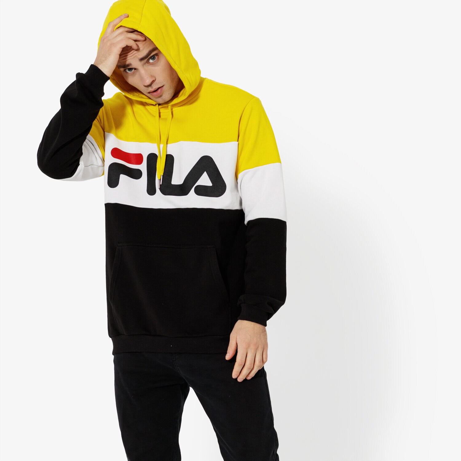 Bluza męska FILA BLUZA NIGHT BLOCKED HOODIE 687001A063 CZARNY