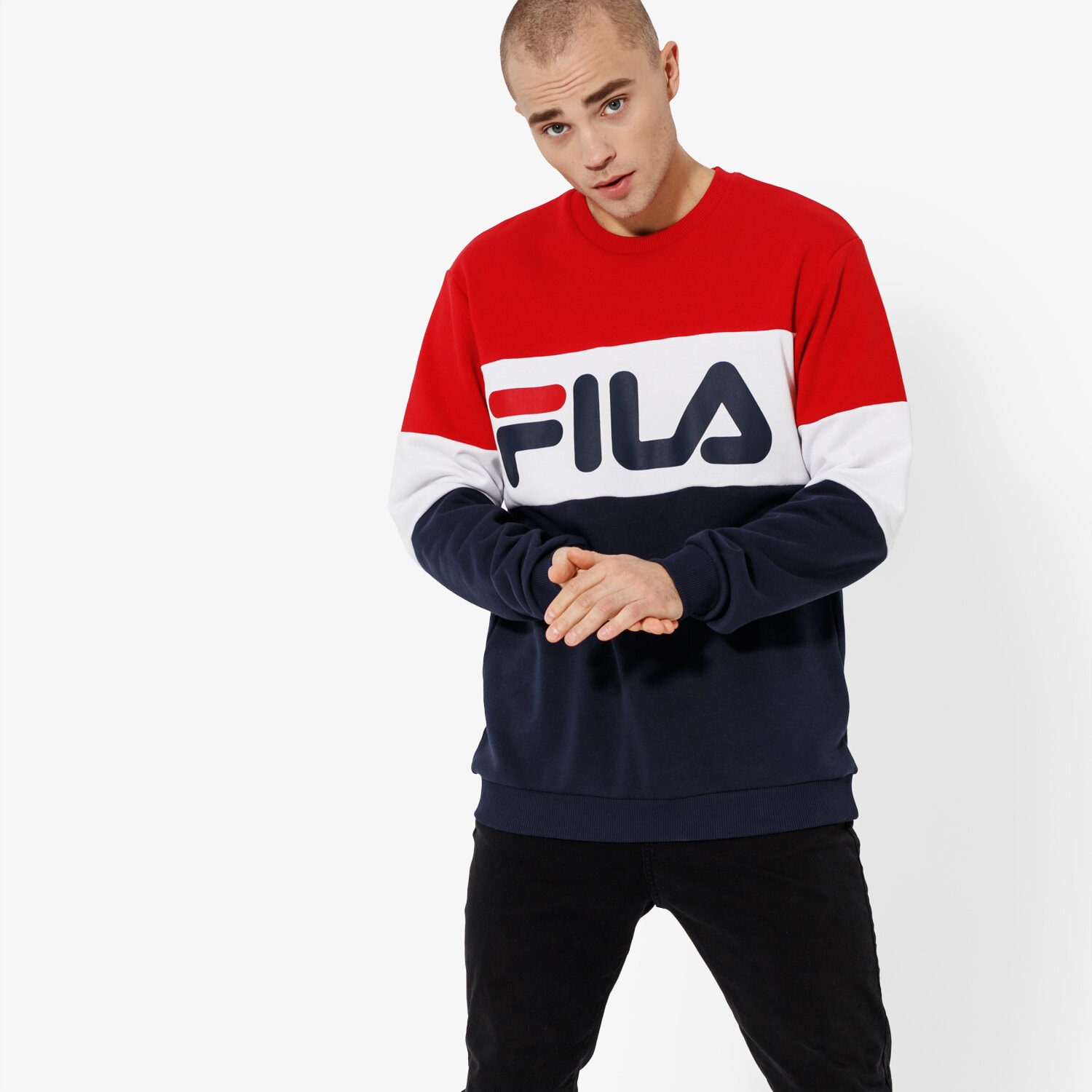 Bluza męska FILA BLUZA STRAIGHT BLOCKED CREW SWEAT 681255G06 GRANATOWY