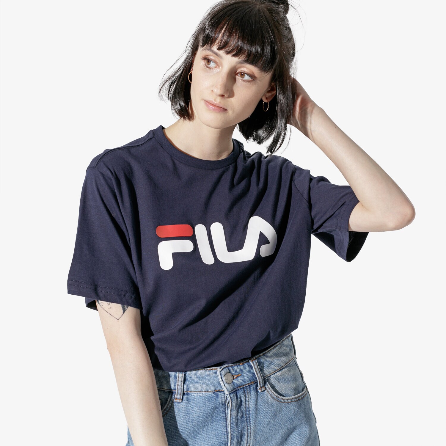 Koszulka, t-shirt damski FILA T-SHIRT SS PURE SHORT SLEEVE SHIRT WW 681093170W GRANATOWY