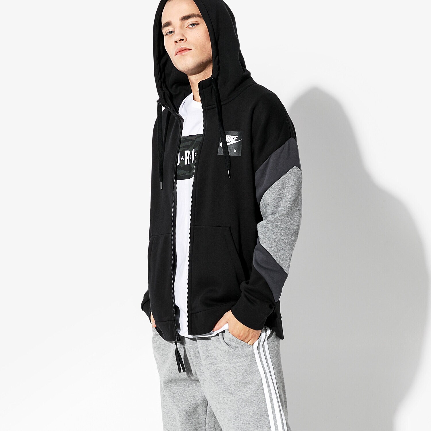 Bluza męska NIKE BLUZA M NSW NIKE AIR HOODIE FZ FLC 928629-010 CZARNY