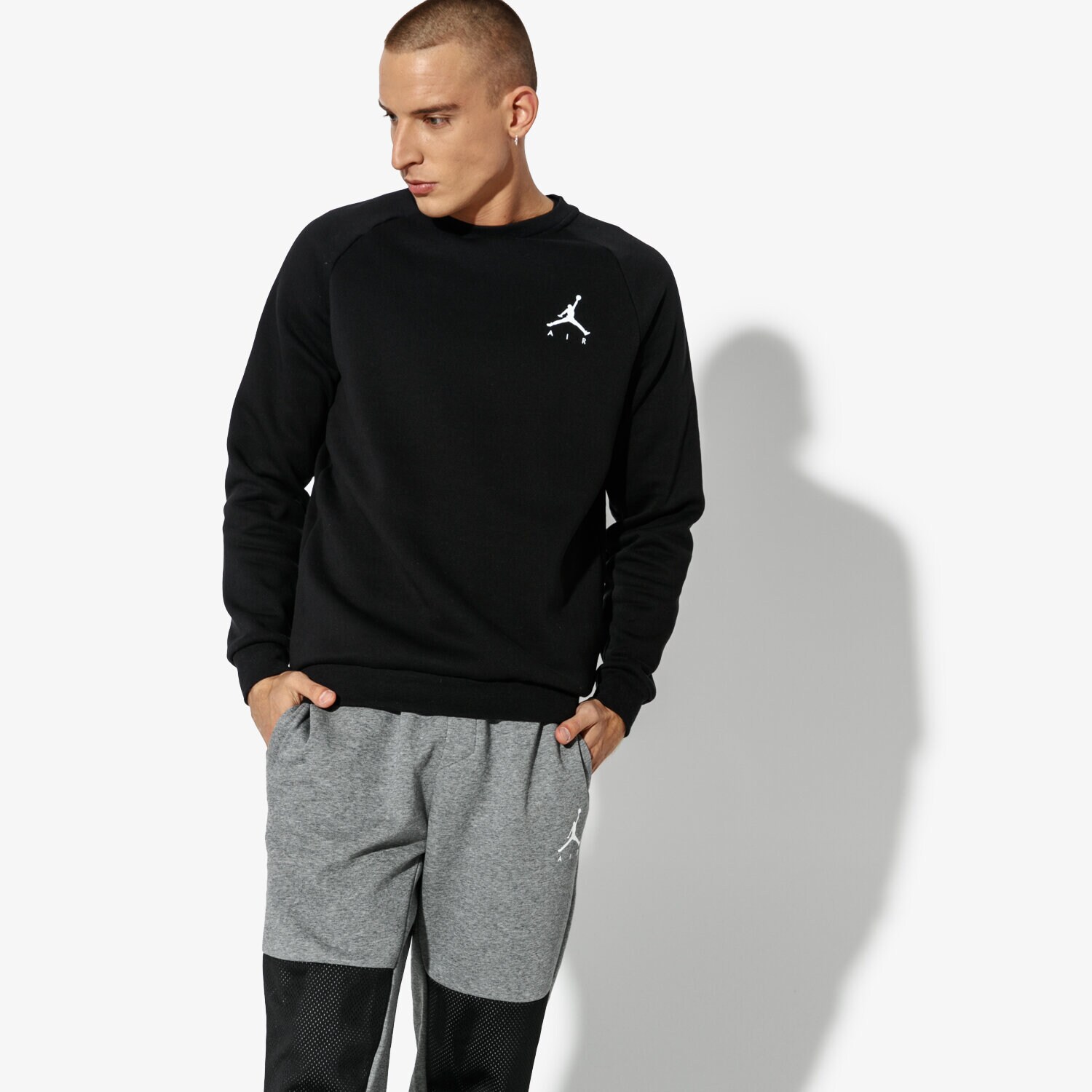 Bluza męska JORDAN BLUZA JUMPMAN FLEECE CREW 940170-010 CZARNY