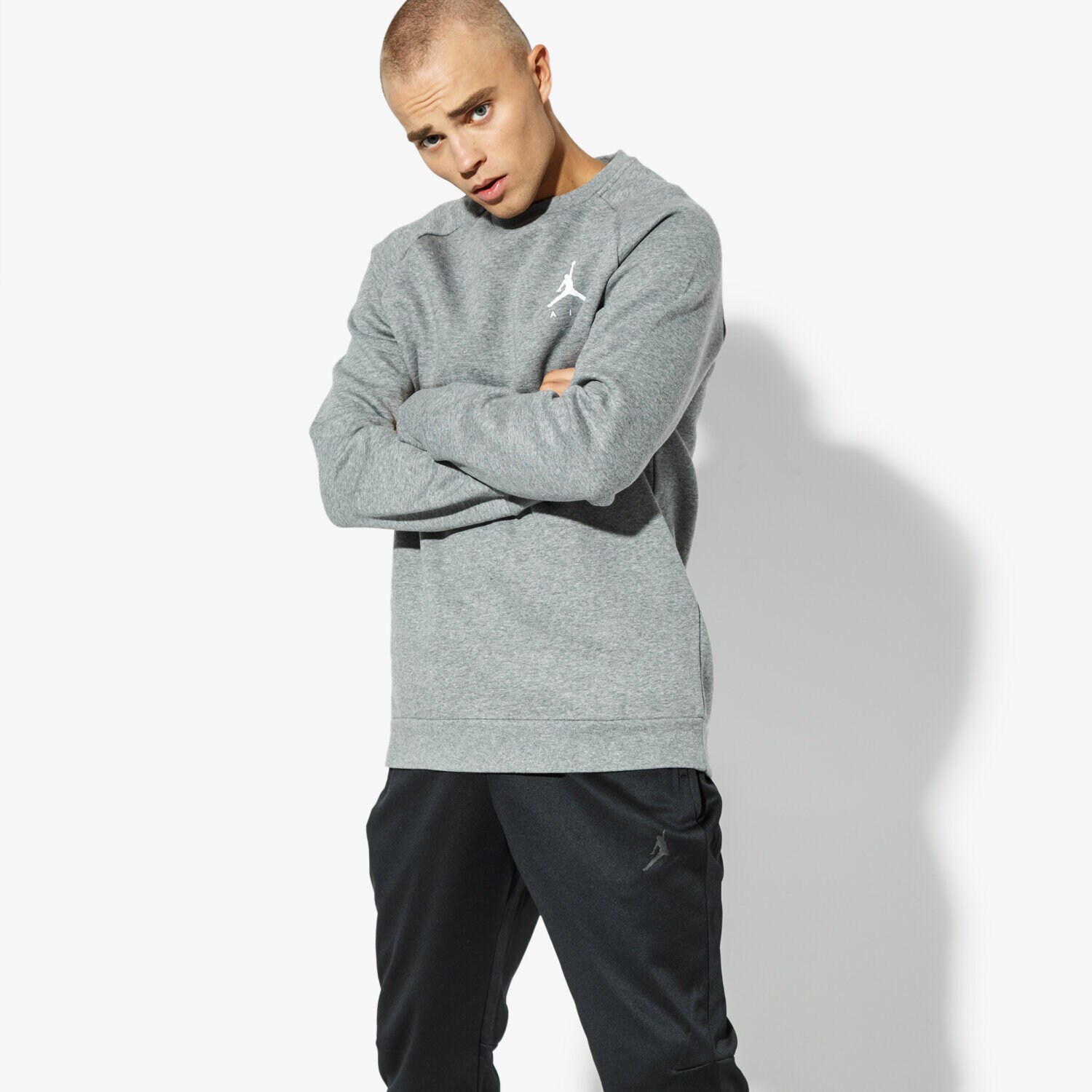 Bluza męska JORDAN BLUZA JUMPMAN FLEECE CREW 940170-091 SZARY