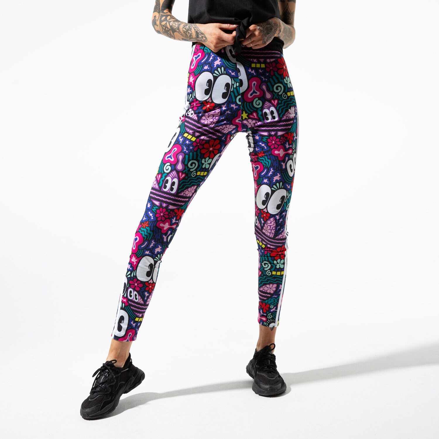 Spodnie sportowe damskie ADIDAS LEGGINGS 3 STRIPES TIGHT DV2671 MULTICOLOR