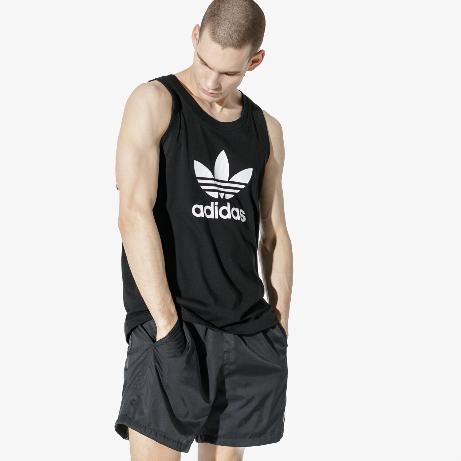 Koszulka, t-shirt sportowy męski ADIDAS TANK TREFOIL TANK BLK DV1509 CZARNY