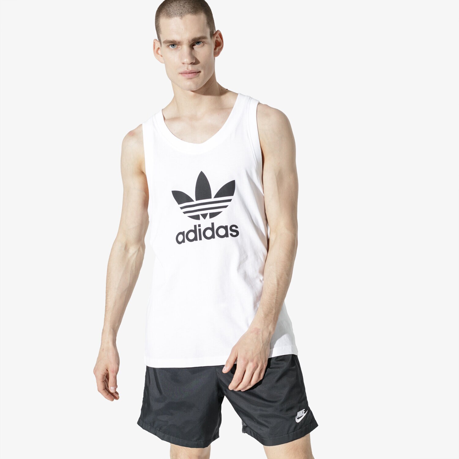 Koszulka, t-shirt sportowy męski ADIDAS TANK TREFOIL TANK WHT DV1508 BIAŁY