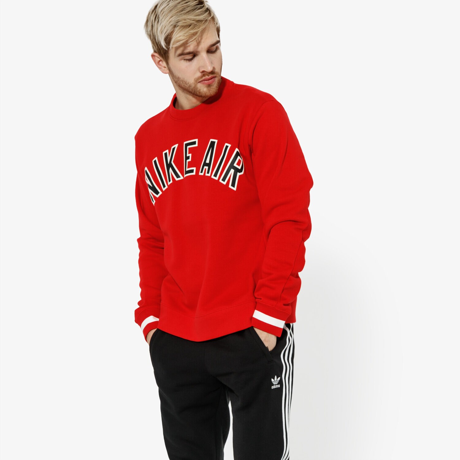 Bluza męska NIKE BLUZA M NSW NIKE AIR CREW FLC SPORTSWEAR AR1822-657 CZERWONY