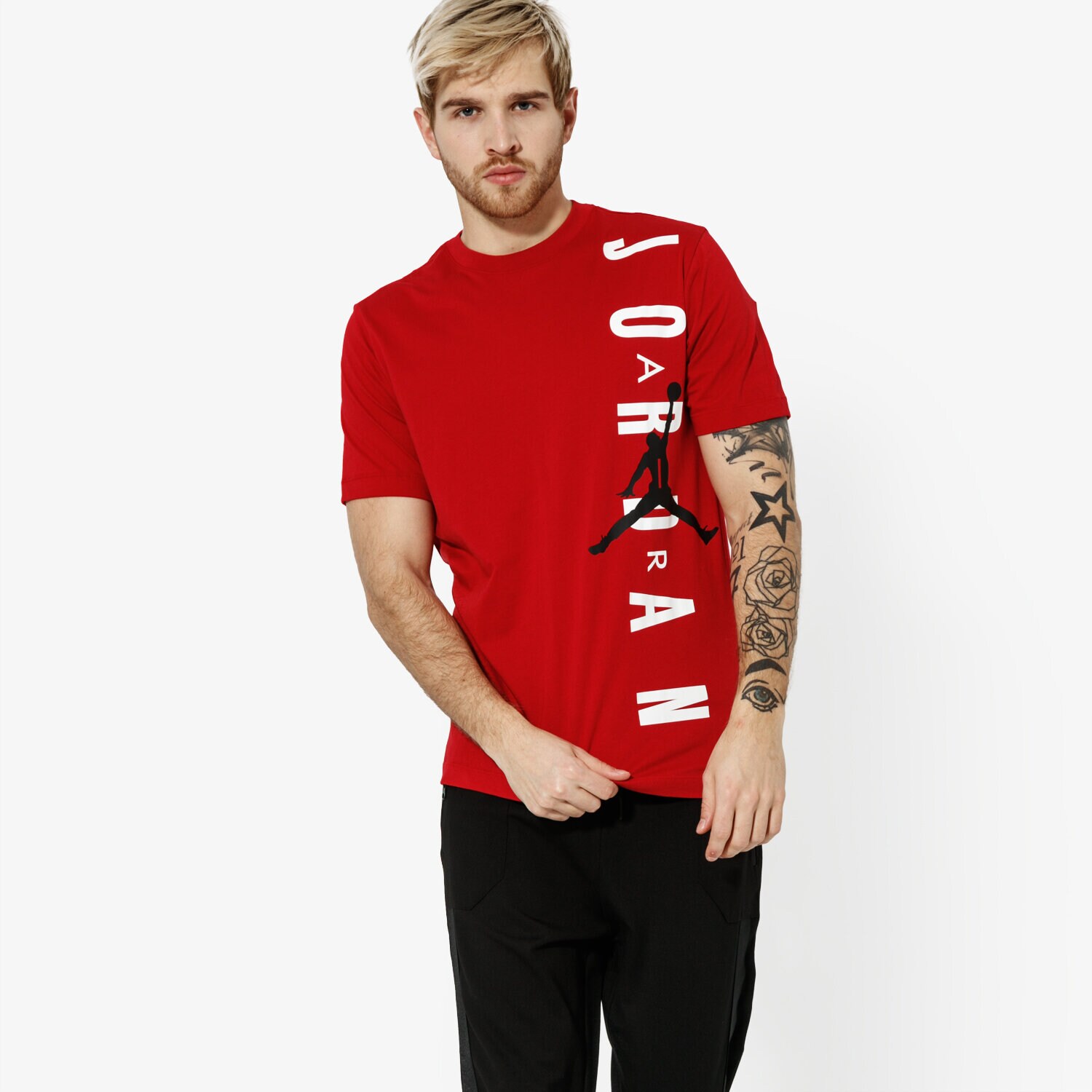 Koszulka, t-shirt sportowy męski JORDAN T-SHIRT SS M AIR JUMPMAN VERTICAL BV0086-687 CZERWONY