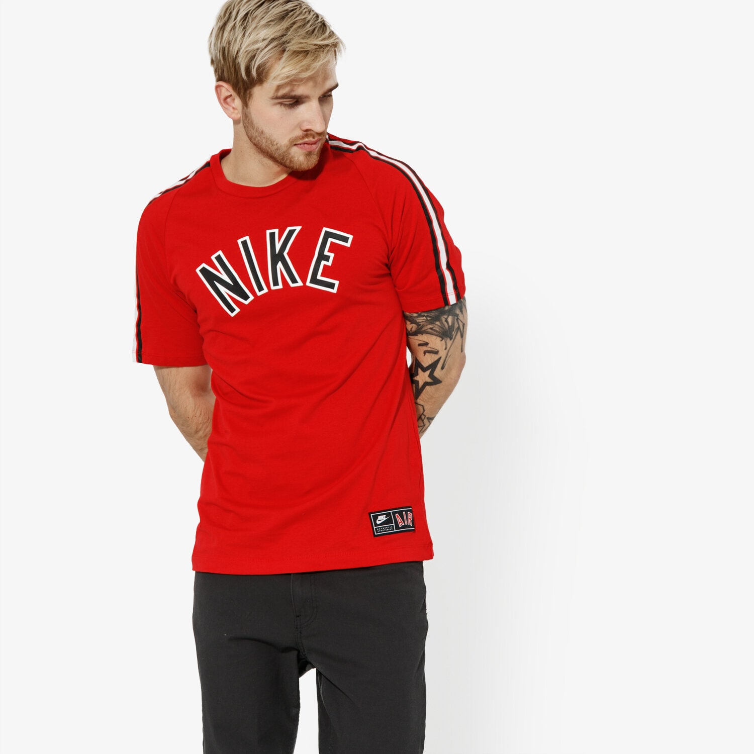 Koszulka, t-shirt sportowy męski NIKE T-SHIRT SS M NSW TEE CLTR NIKE AIR 3 SPORTSWEAR AR5178-657 CZERWONY