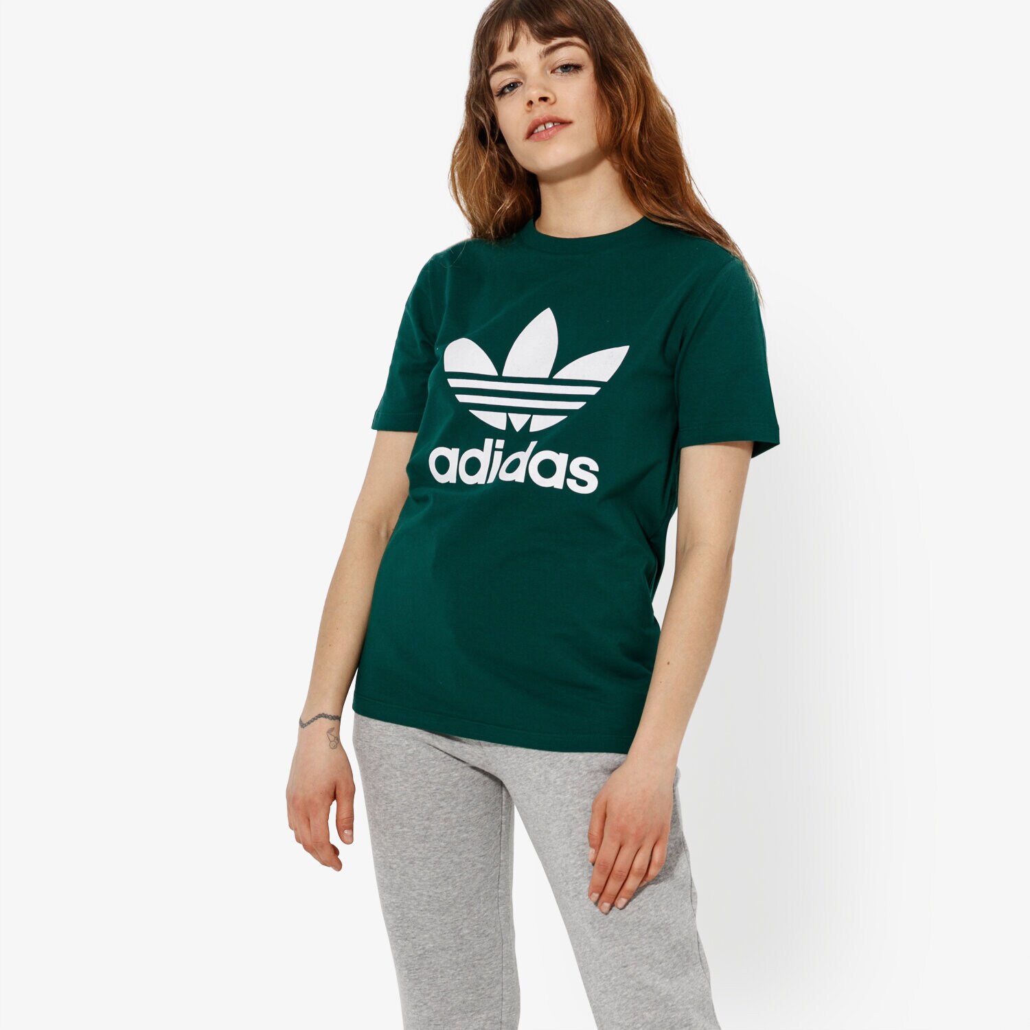 Koszulka, t-shirt damski ADIDAS T-SHIRT SS TREFOIL TEE ADICOLOR DV2597 ZIELONY