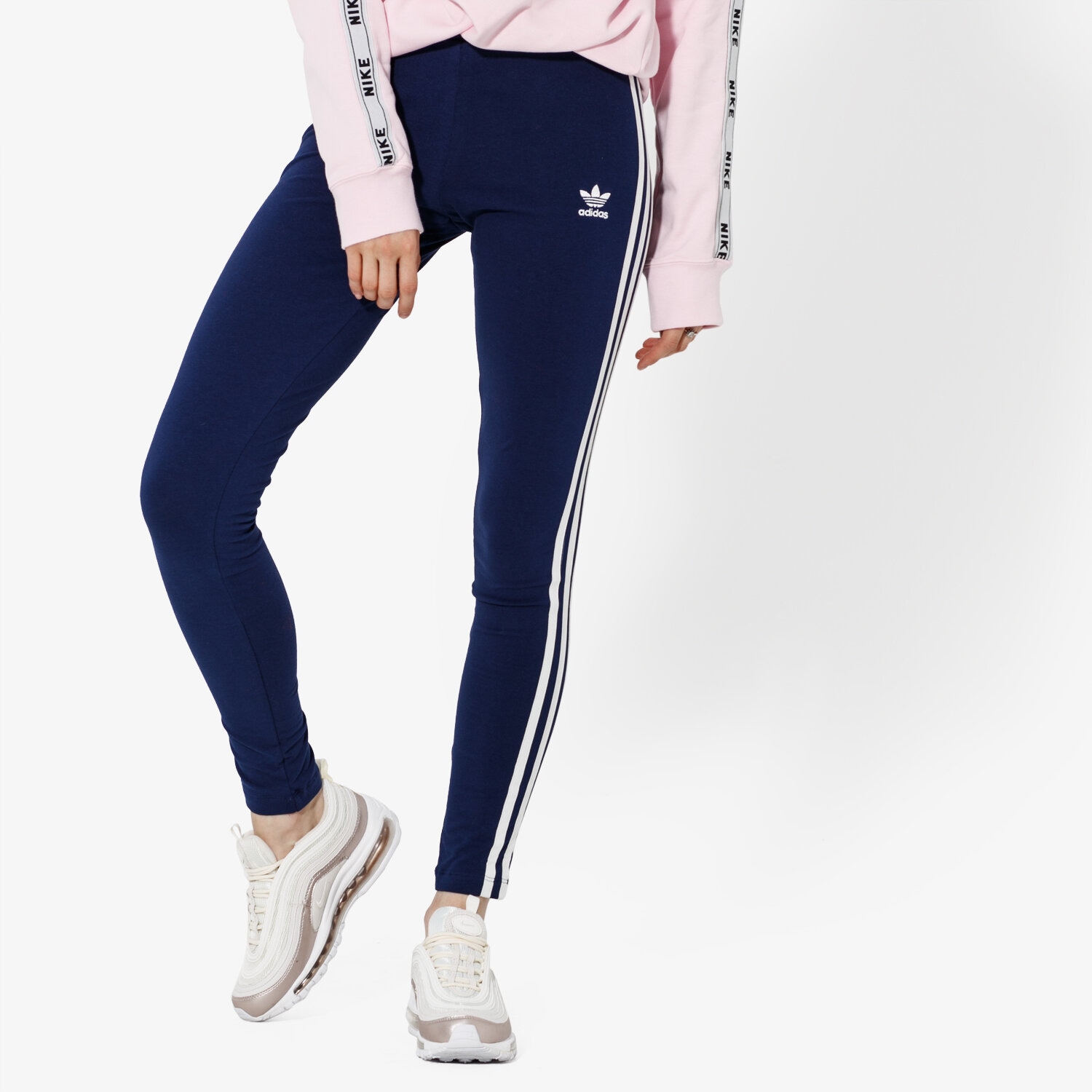 Spodnie sportowe damskie ADIDAS LEGGINGS 3 STR TIGHT ADICOLOR DV2615 GRANATOWY