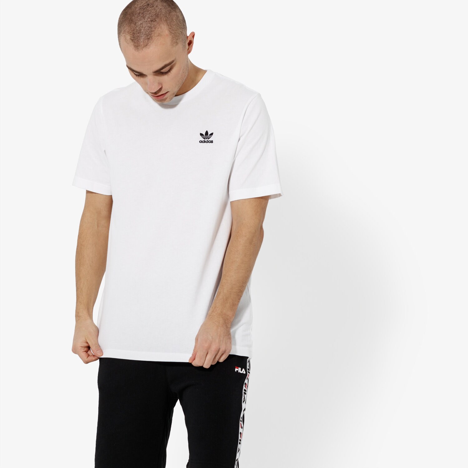 Koszulka, t-shirt sportowy męski ADIDAS T-SHIRT SS ESSENTIAL T ADICOLOR DV1576 BIAŁY