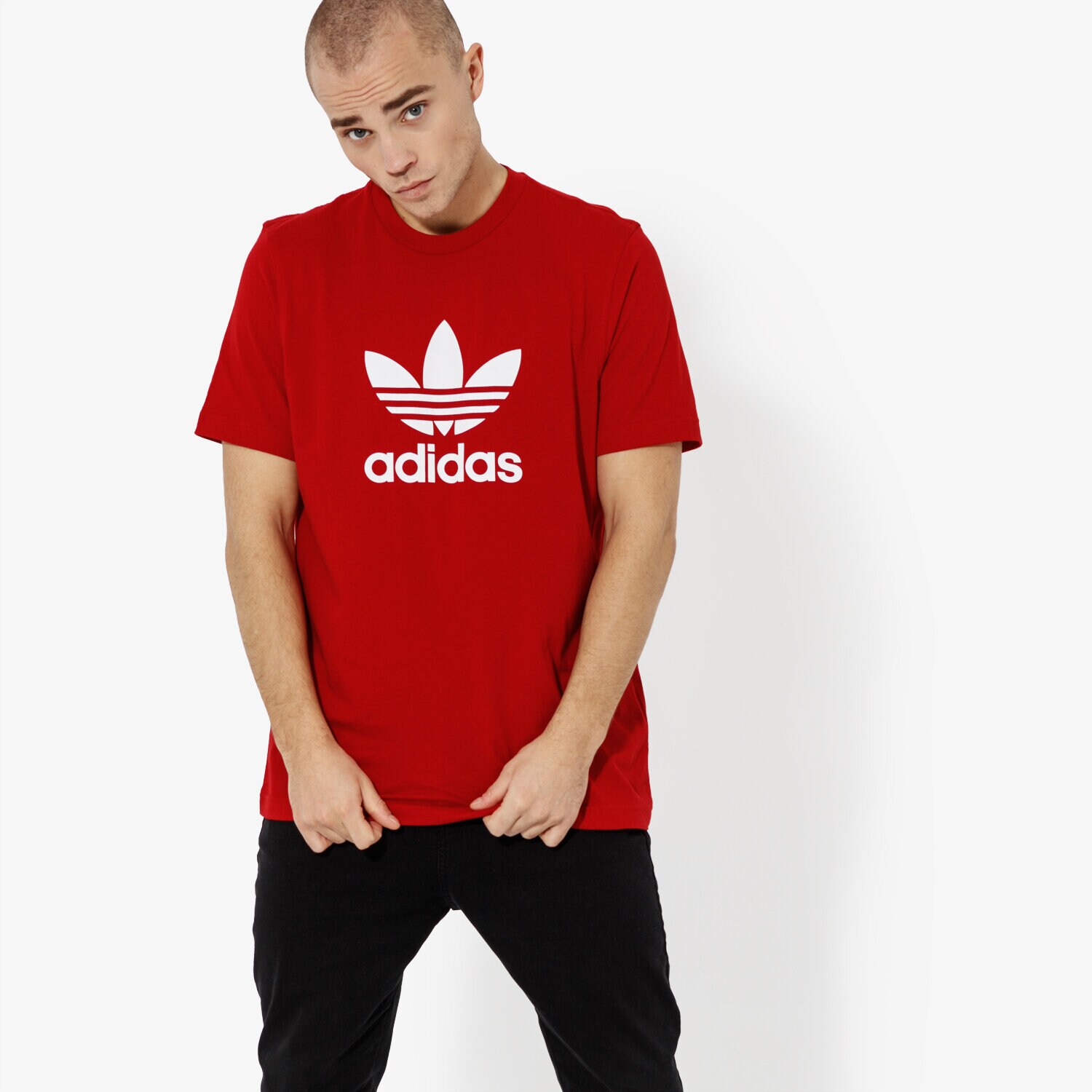 Koszulka, t-shirt sportowy męski ADIDAS T-SHIRT SS TREFOIL T-SHIRT ADICOLOR DX3609 CZERWONY