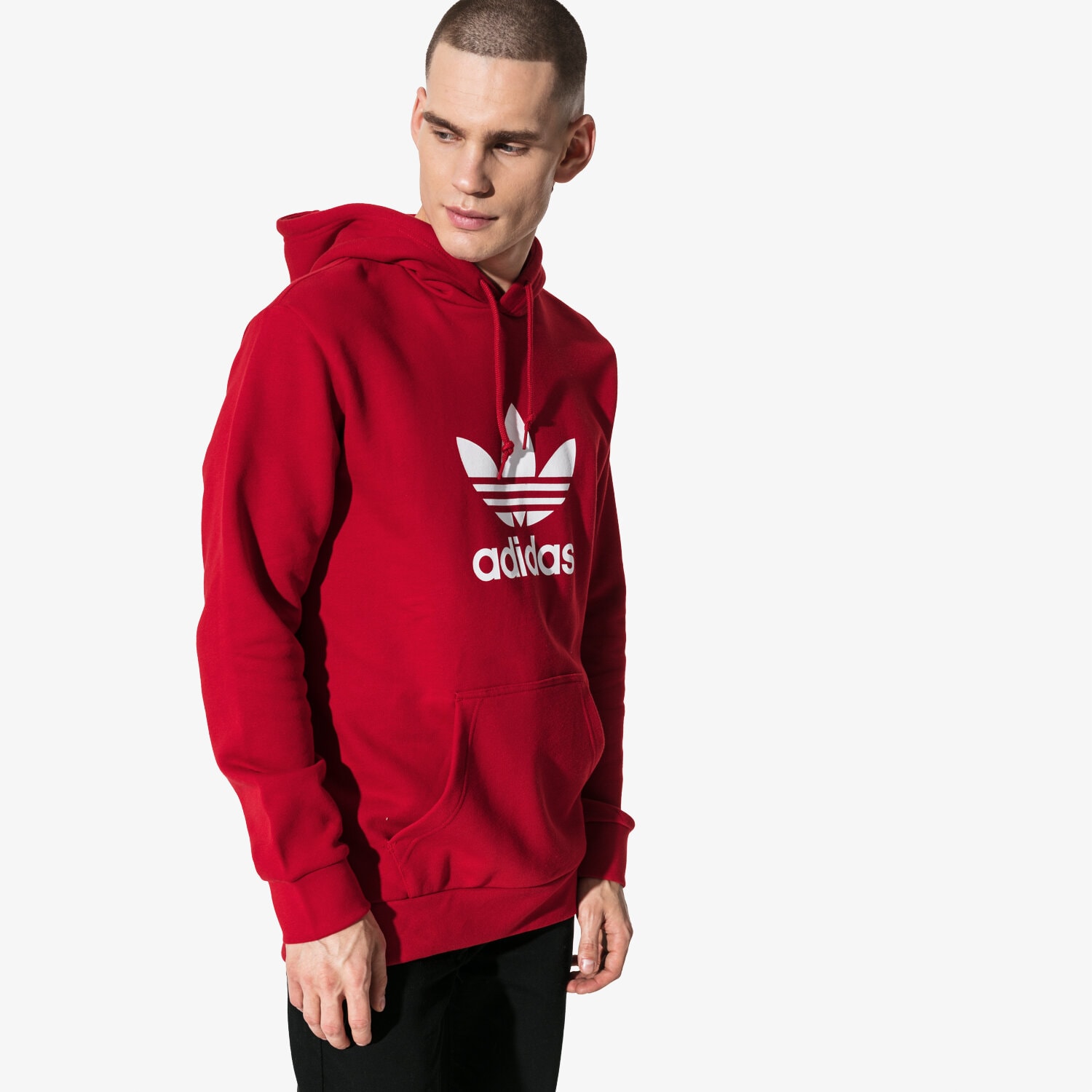 Bluza męska ADIDAS BLUZA TREFOIL HOODIE ADICOLOR DX3614 CZERWONY