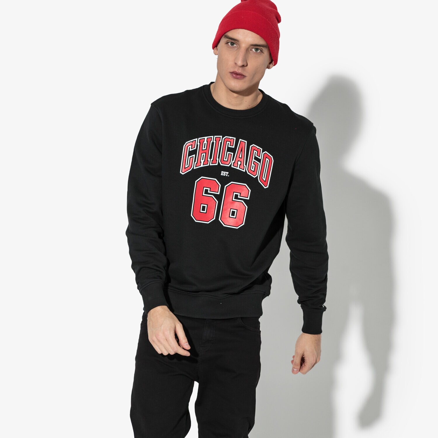 Koszulka, t-shirt sportowy męski NEW ERA T-SHIRT LS NBA ESTABLISHED CREW CHIBUL BLK 11605648 CZARNY
