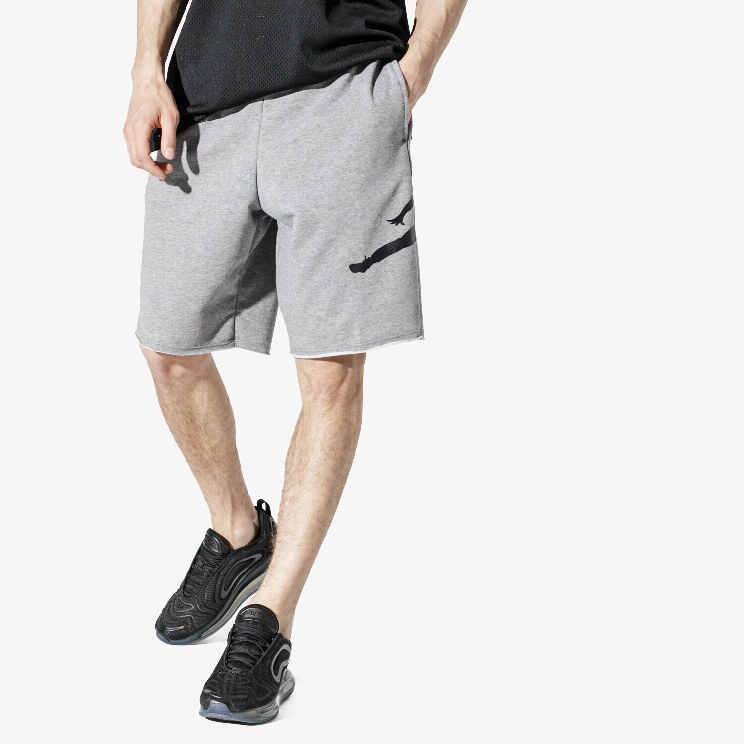 Krótkie spodenki, szorty męskie JORDAN SZORTY M J JUMPMAN FLC SHORT JORDAN OFF CRT BBALL AQ3115-091 SZARY