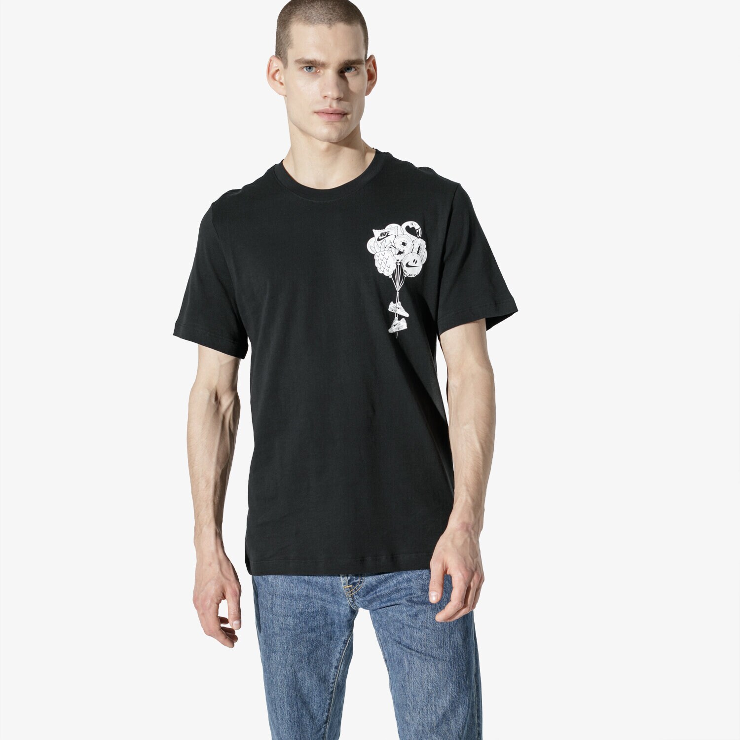 Koszulka, t-shirt sportowy męski NIKE T-SHIRT SS M NSW TEE SZNL AM 2 BQ0704-010 CZARNY
