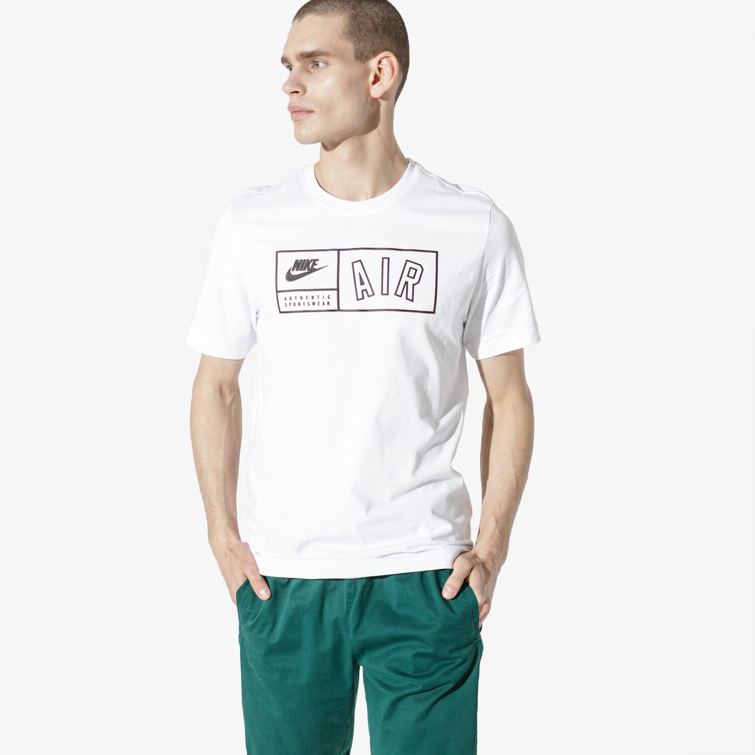 Koszulka, t-shirt sportowy męski NIKE T-SHIRT SS M NSW TEE CLTR NIKE AIR AV9963-100 BIAŁY