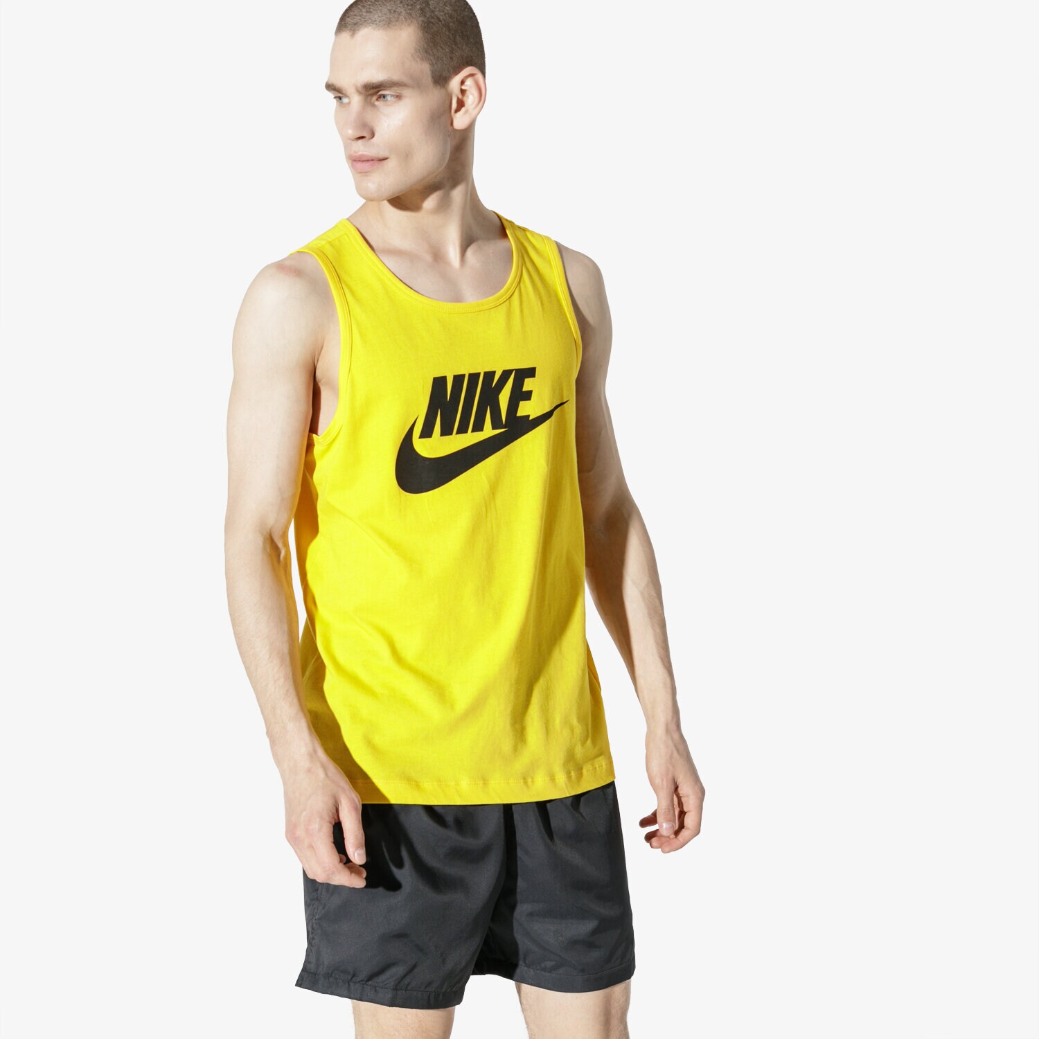 Koszulka, t-shirt sportowy męski NIKE TANK M NSW ICON FUTURA AR4991-741 ŻÓŁTY